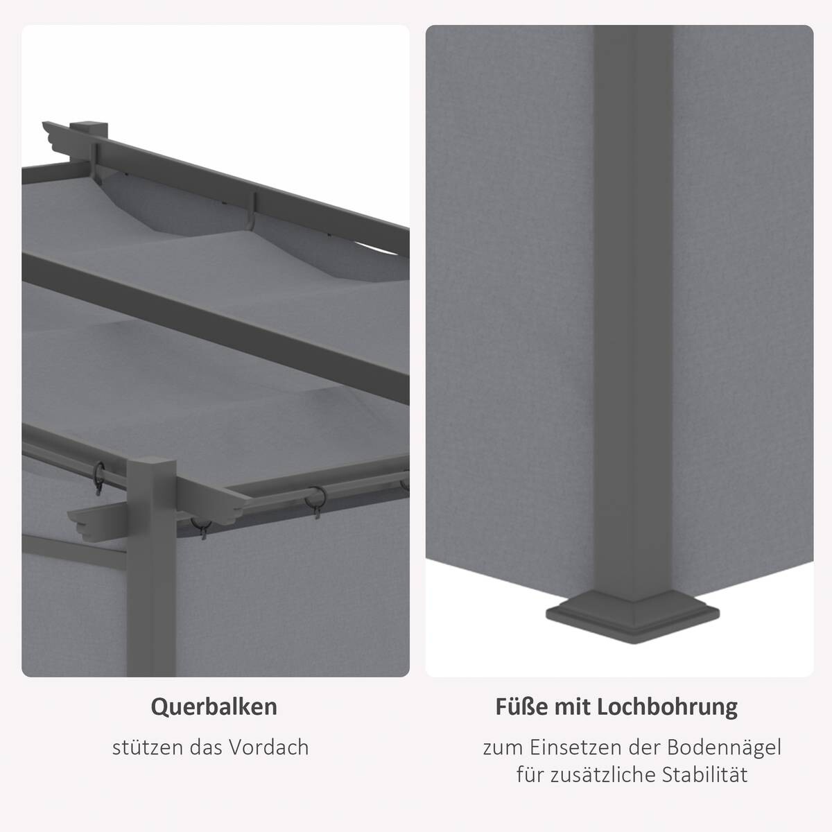 Outsunny Pergola mit Sonnendach grau Polyester B/H/L: ca. 295x230x297 cm