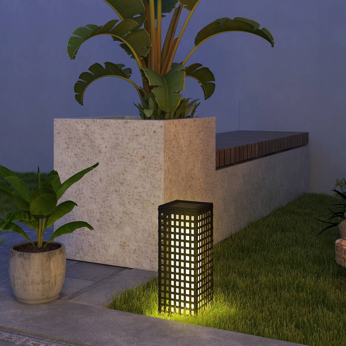 Solarleuchte 867-130V00BK schwarz Polypropylen Edelstahl Polyrattan B/H/L: ca. 15,5x15,5x46 cm