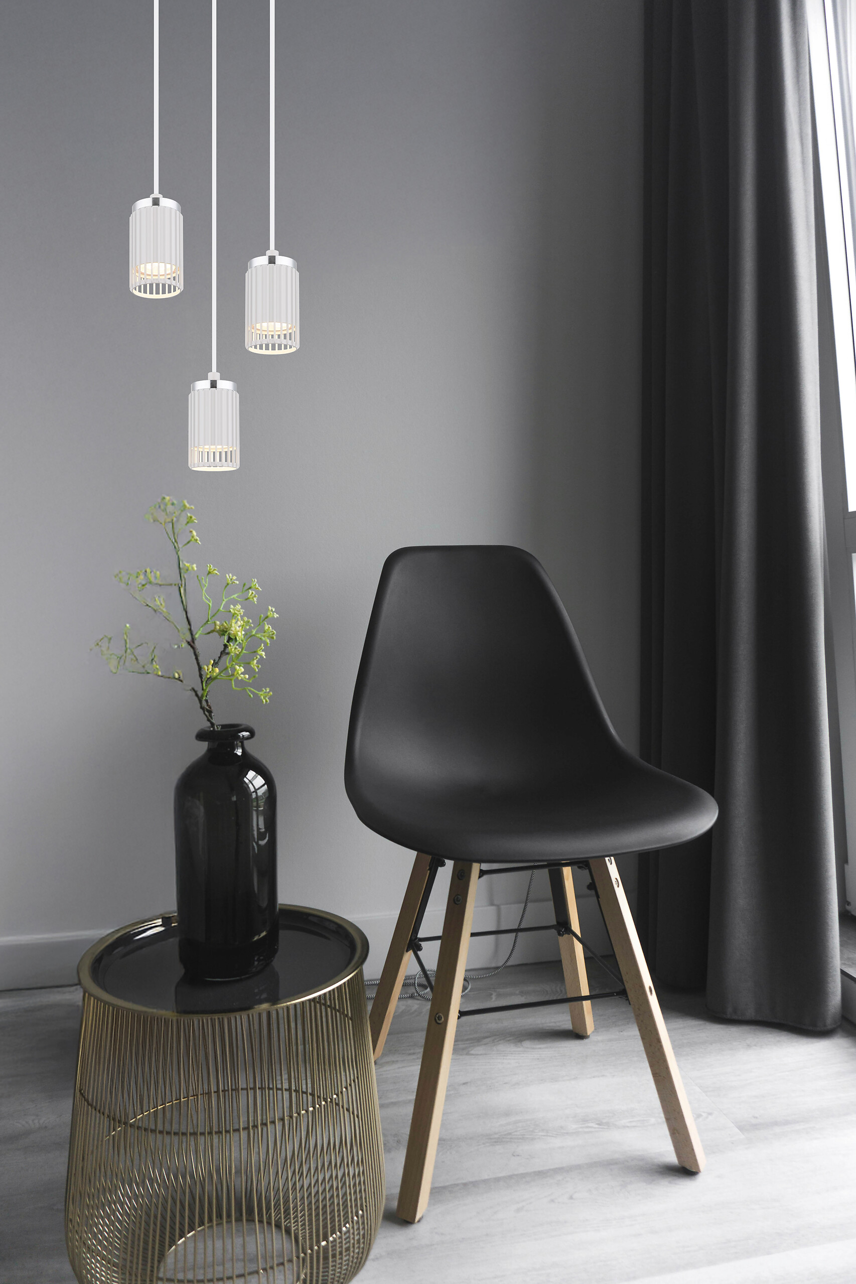 GLOBO Pendelleuchte weiß Metall Aluminium H/D: ca. 115,5x21 cm GU10 3 Brennstellen GLOBO Pendelleuchte weiß Metall Aluminium H/D: ca. 115,5x21 cm GU10 3 Brennstellen