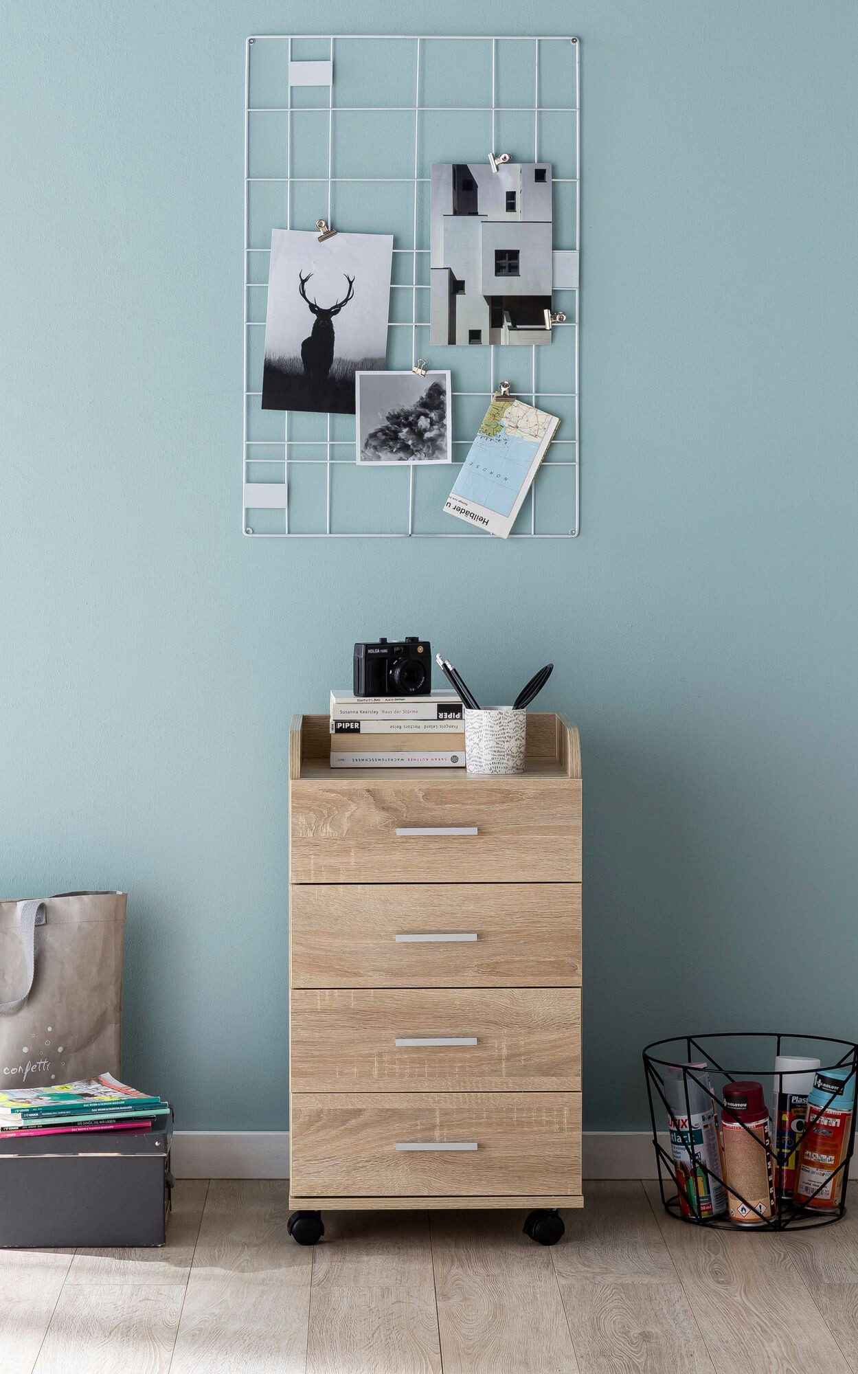 Rollcontainer braun Spanplatte B/H/T: ca. 40x70,5x33 cm