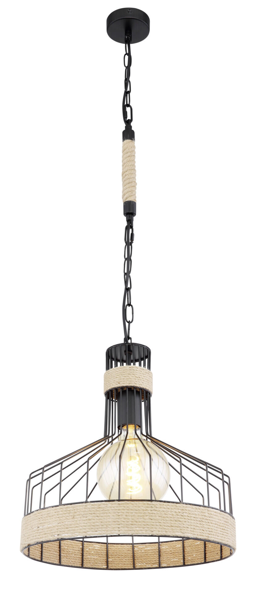 GLOBO Pendelleuchte Halia schwarz Metall H/D: ca. 135x35 cm E27 1 Brennstellen