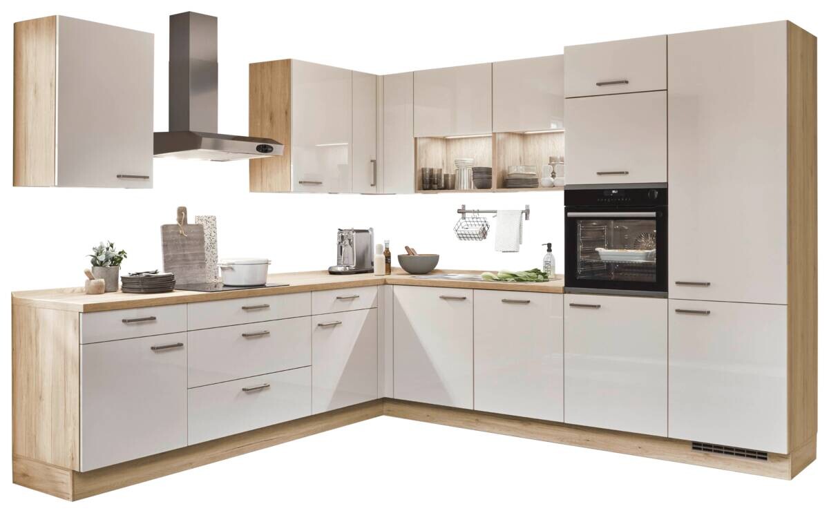 nobilia Winkelküche Flash Magnolie Hochglanz B/T/L: ca. 305x60x275 cm