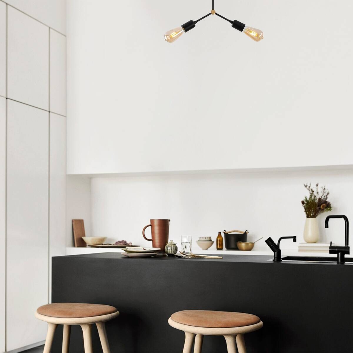 Opviq Deckenleuchte Sparrow-1252 schwarz B/H/T/L: ca. 34x26x10x34 cm E27 2 Brennstellen