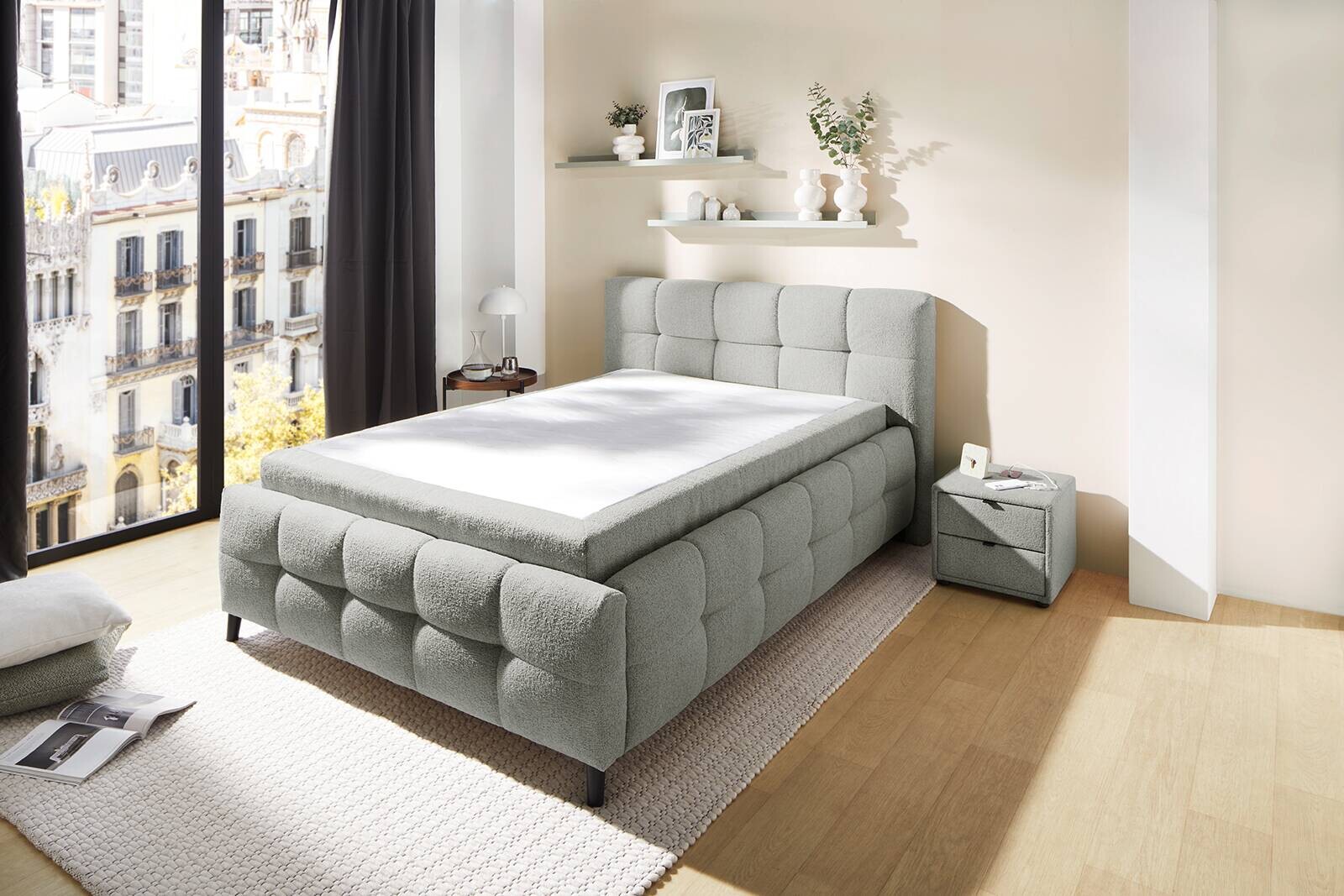 Polsterbett  hellgrau Liegefläche B/L: ca. 140x200 cm