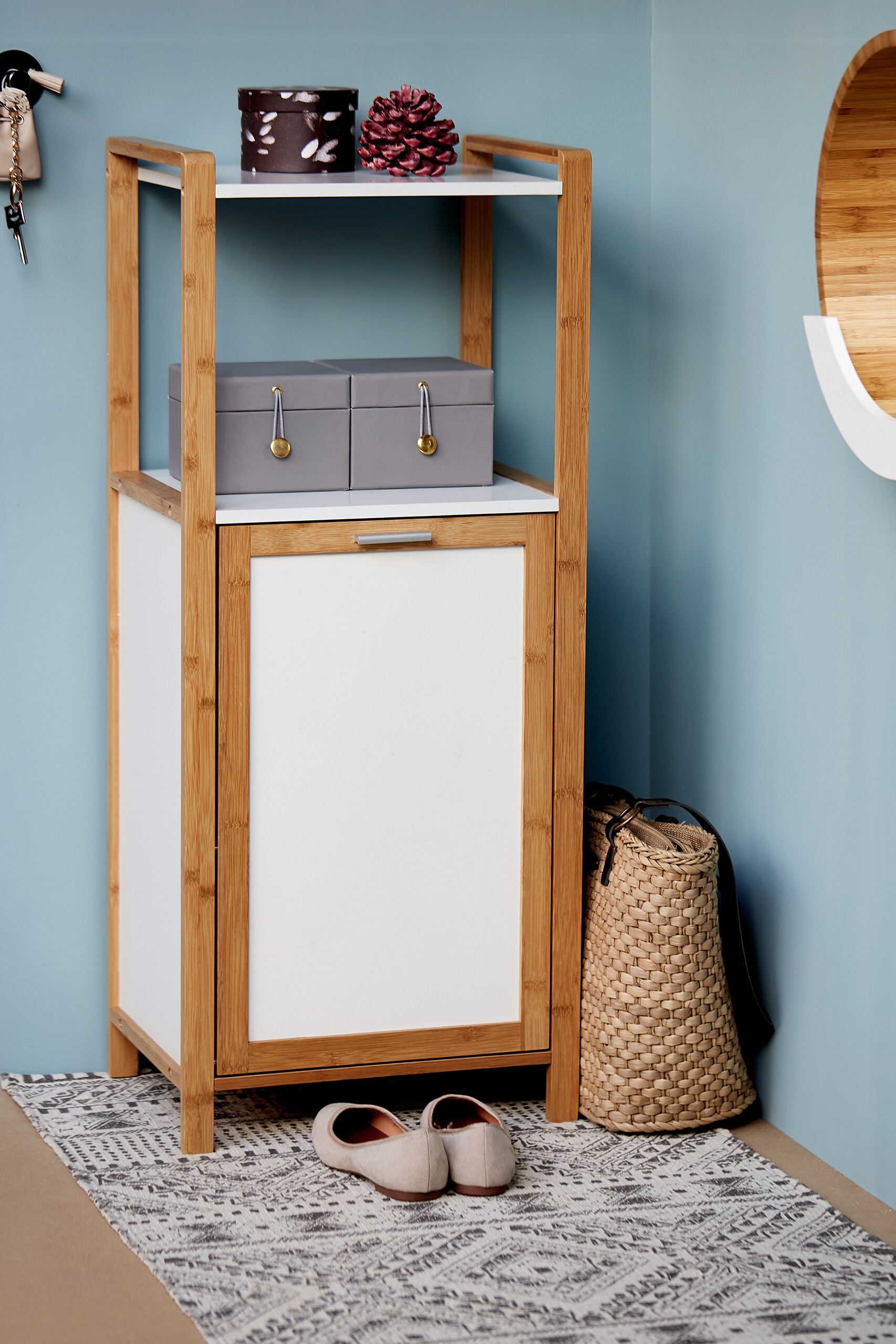 Badregal weiß Bambus