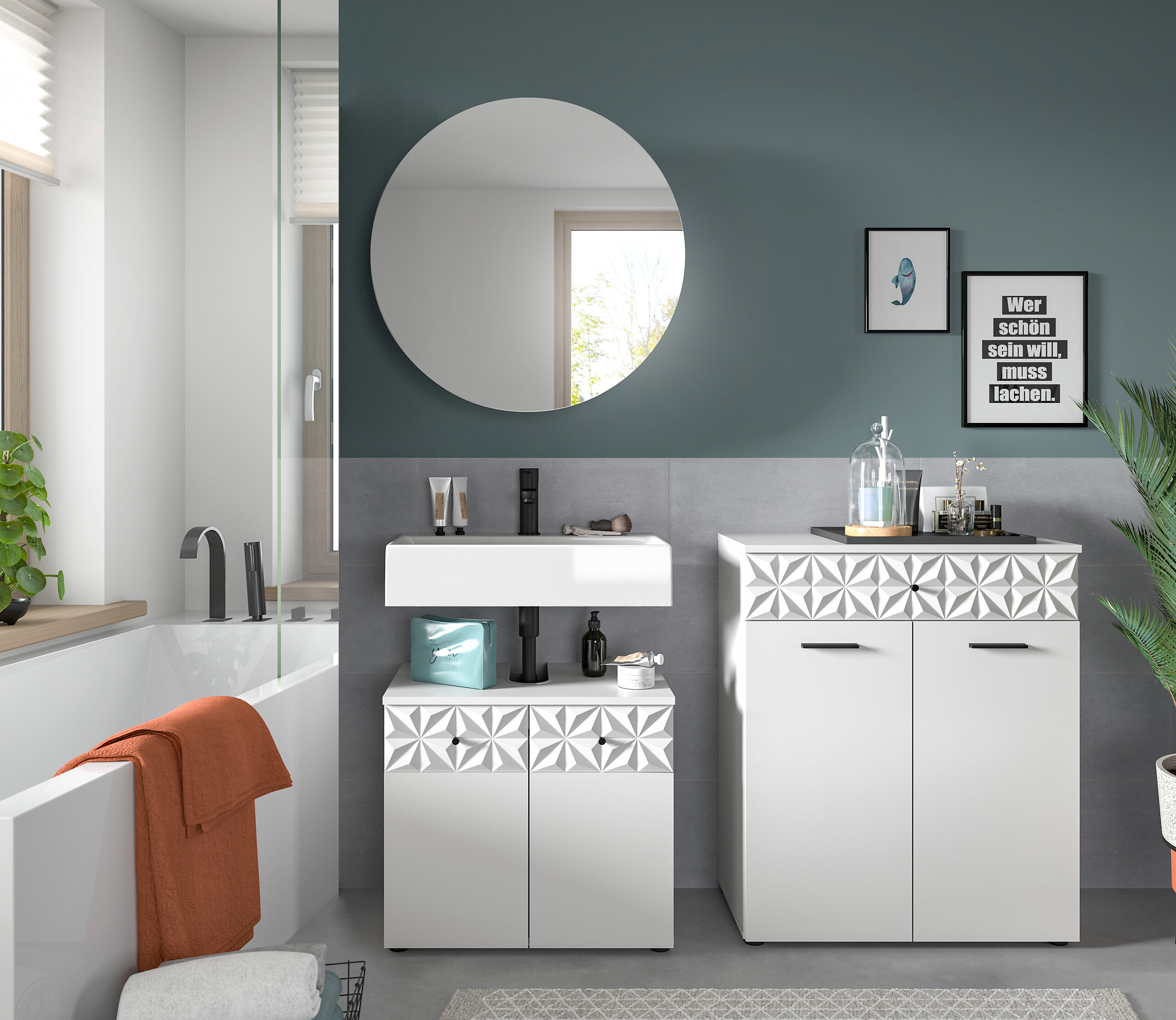 Badezimmer-Set Prisma weiß B/H/T: ca. 145x187x37 cm Badezimmer-Set Prisma weiß B/H/T: ca. 145x187x37 cm