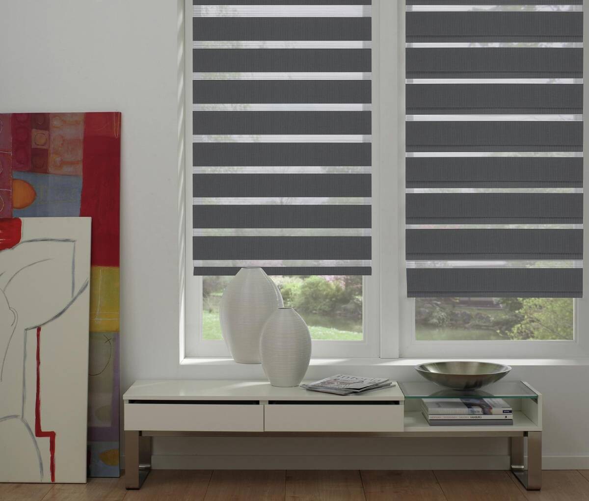 Doppelrollo Easyfix anthrazit B/L: ca. 60x150 cm