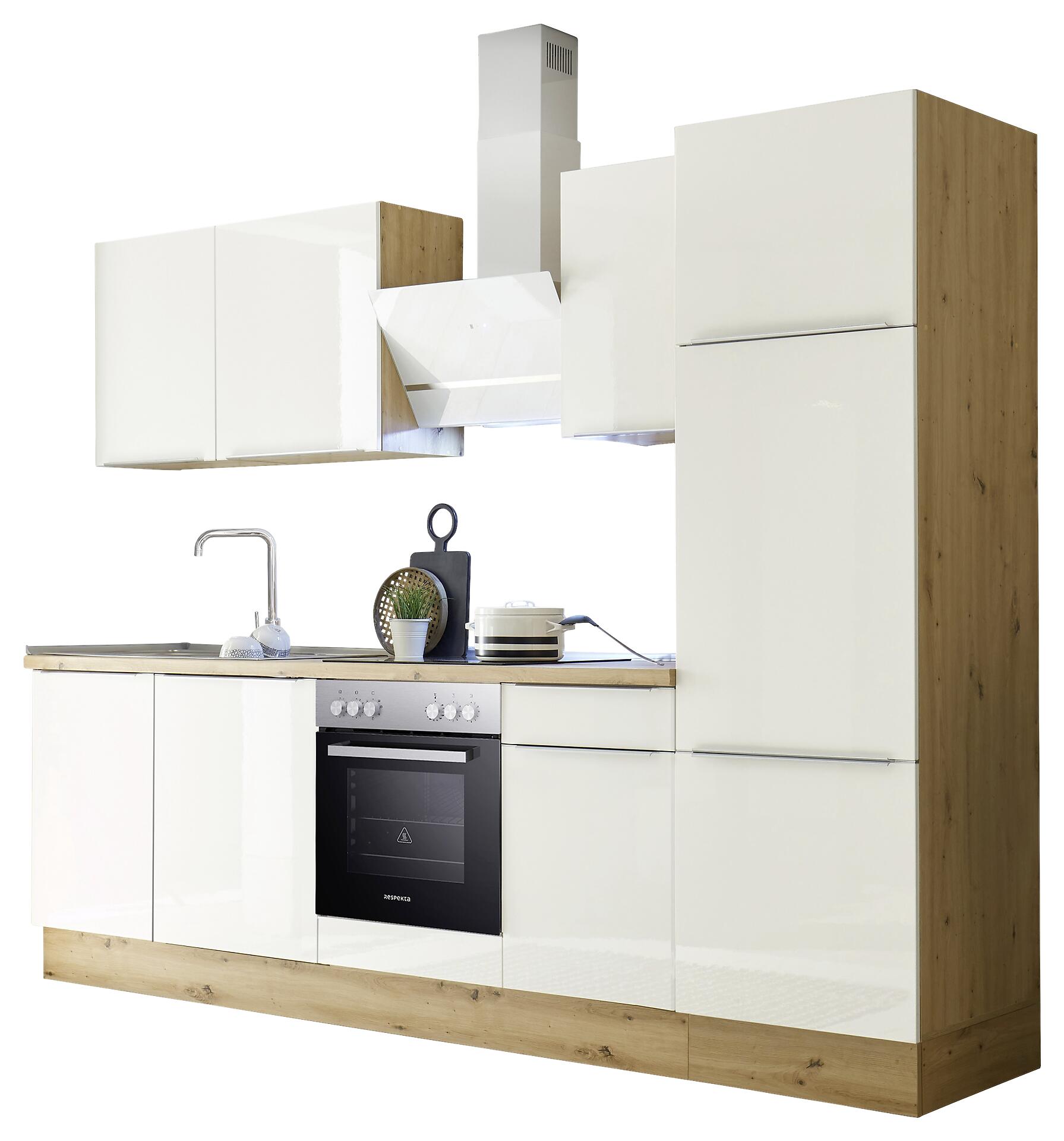 Respekta Küchenblock Marleen weiß Hochglanz B/H/T: ca. 280x211x60 cm