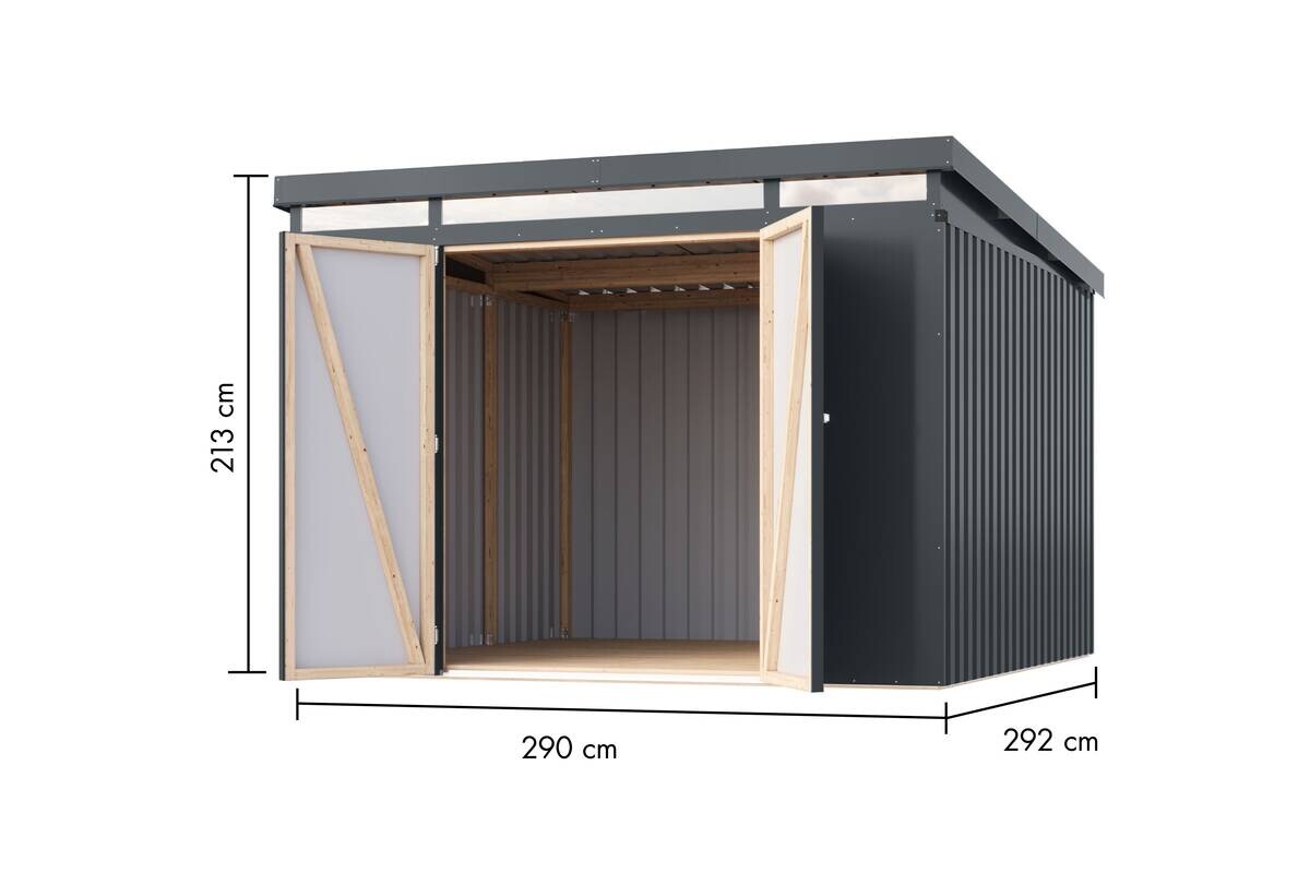 Karibu Gartenhaus IIndra 3,5 anthrazit B/H/T: ca. 289x213x289 cm