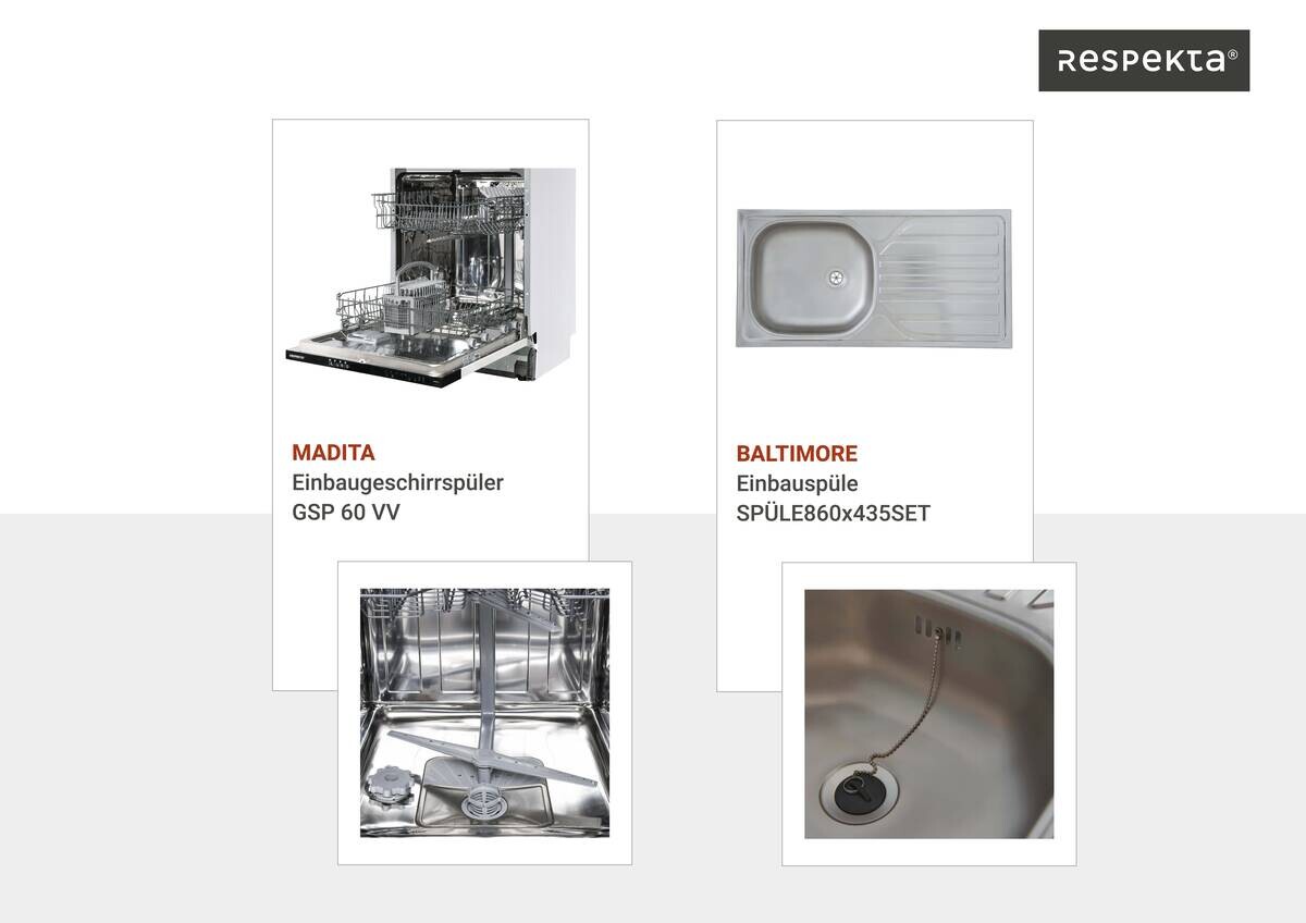 Respekta Winkelküche Hilde grau matt B/H/T: ca. 280x205x60 cm