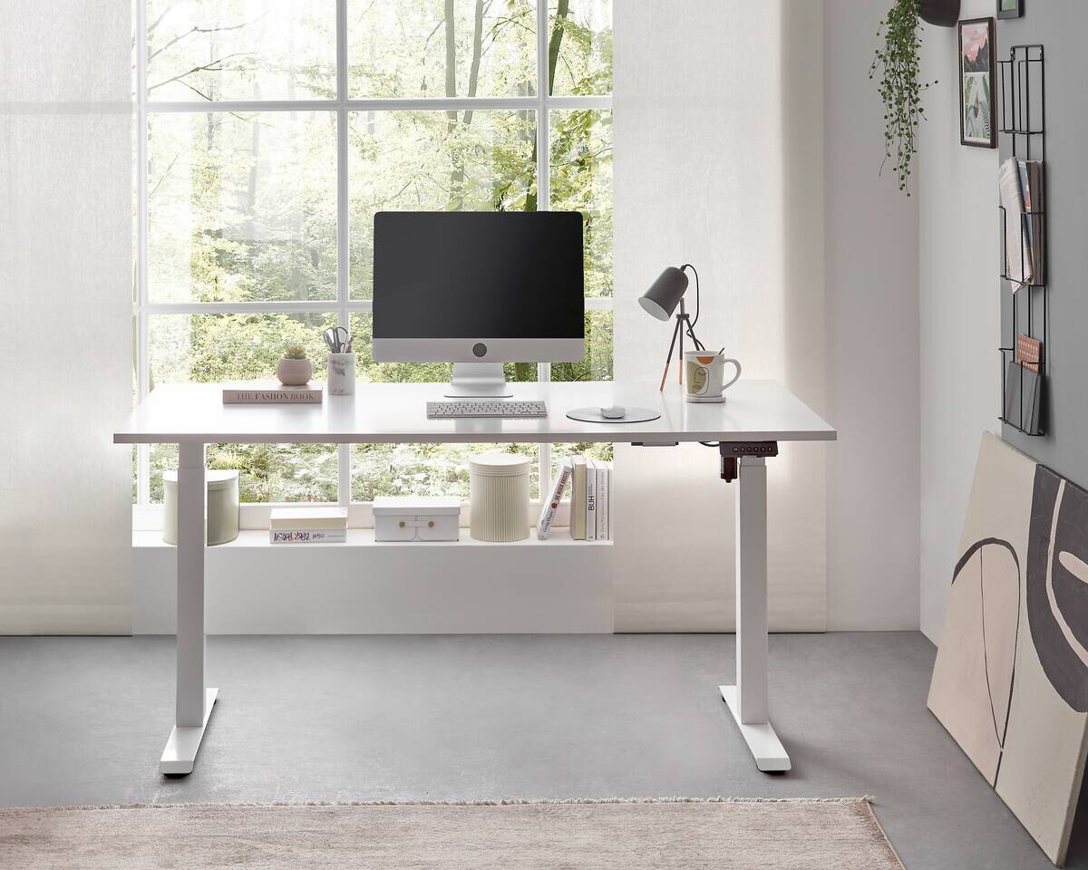höhenverstellbarer Schreibtisch Ben weiß B/H/T: ca. 137x120x68 cm