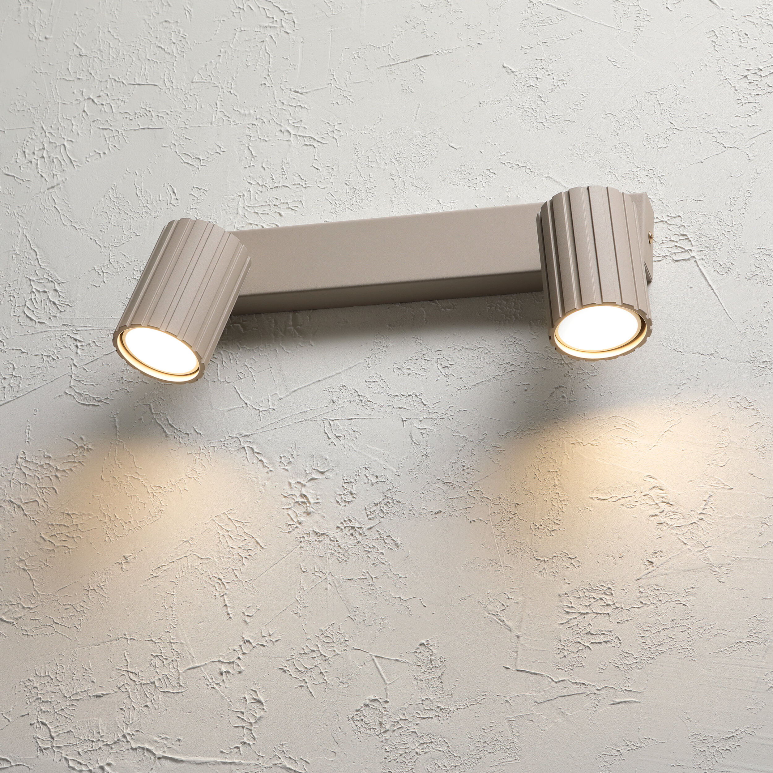 Lamkur Strahler Prisma beige Stahl B/H/L: ca. 6,5x16,5x30 cm 2 Brennstellen