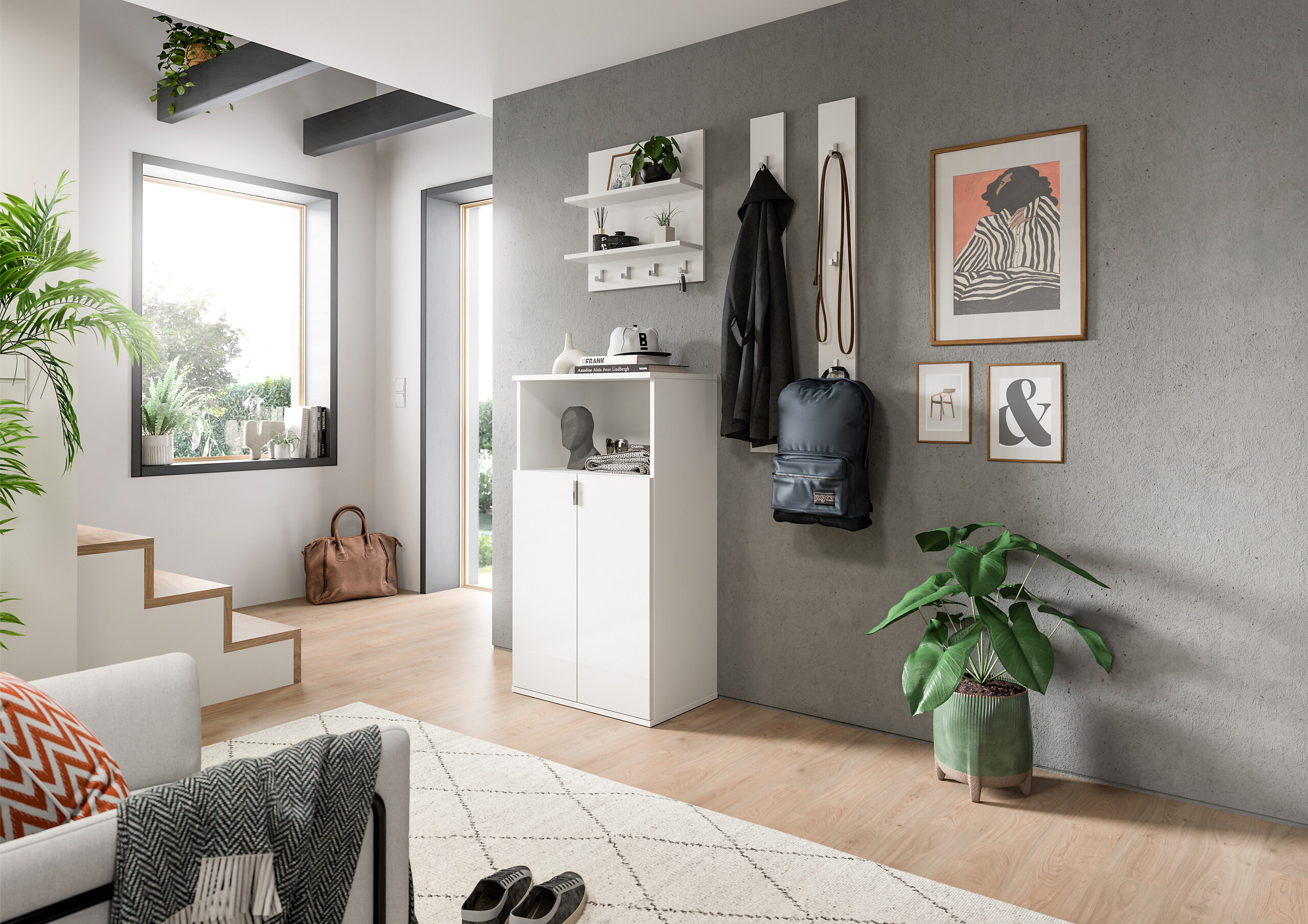 Garderobe PROJEKT X weiß weiß Hochglanz B/H/T: ca. 111x191x37 cm