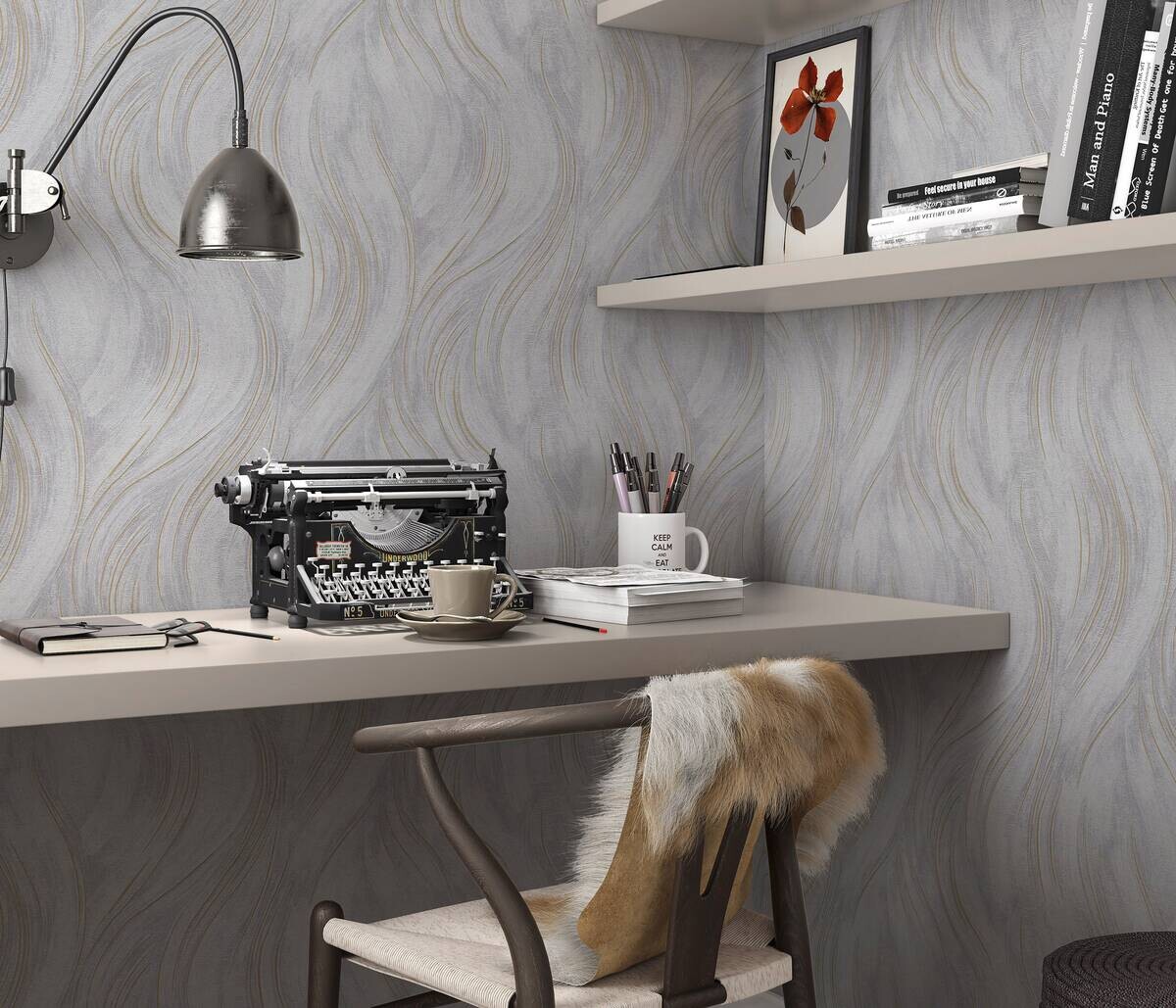 Erismann Vliestapete Wellen weiß gold B/L: ca. 53x1005 cm