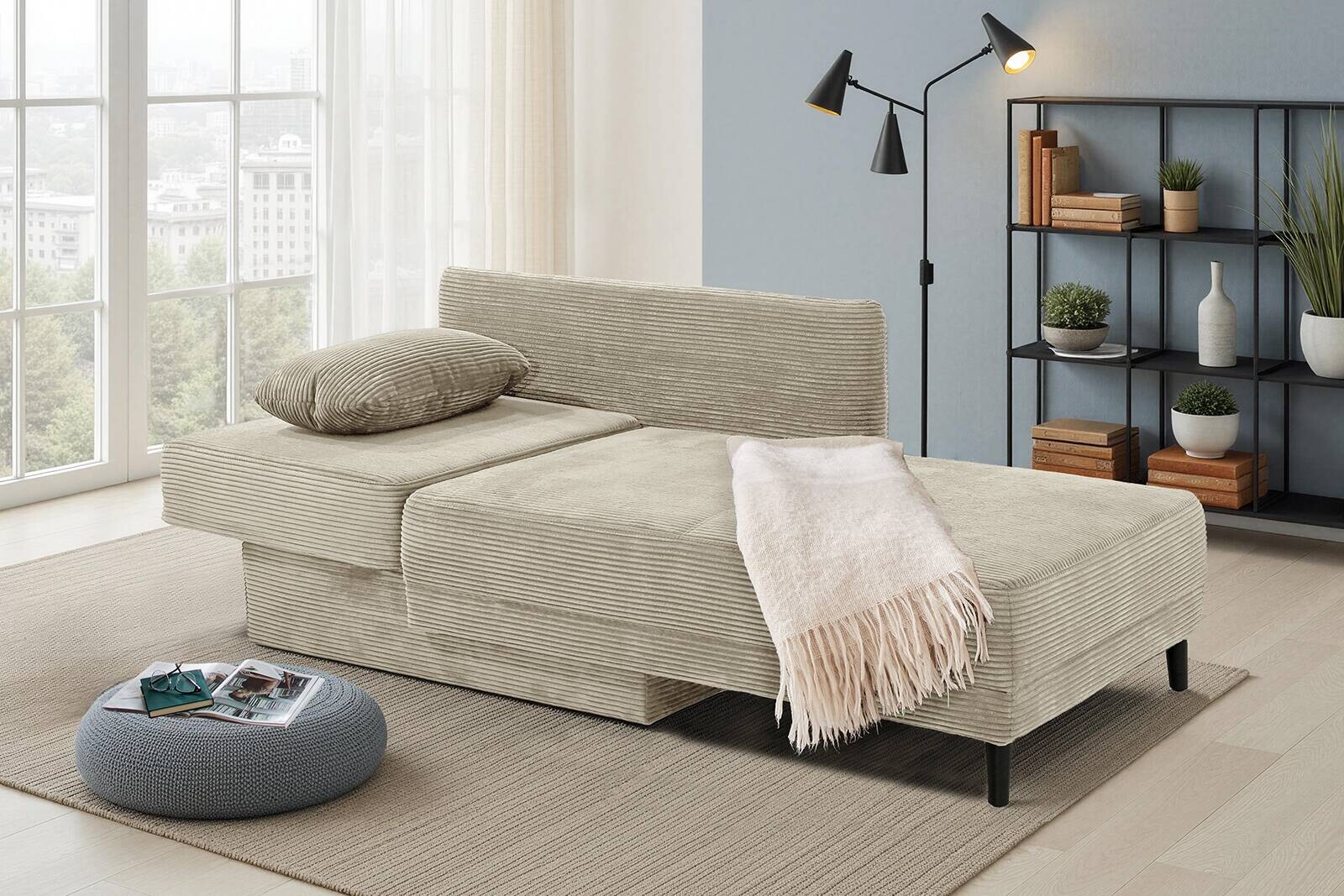 Recamiere Greige Microfaser B/H/T: ca. 155x81x73 cm