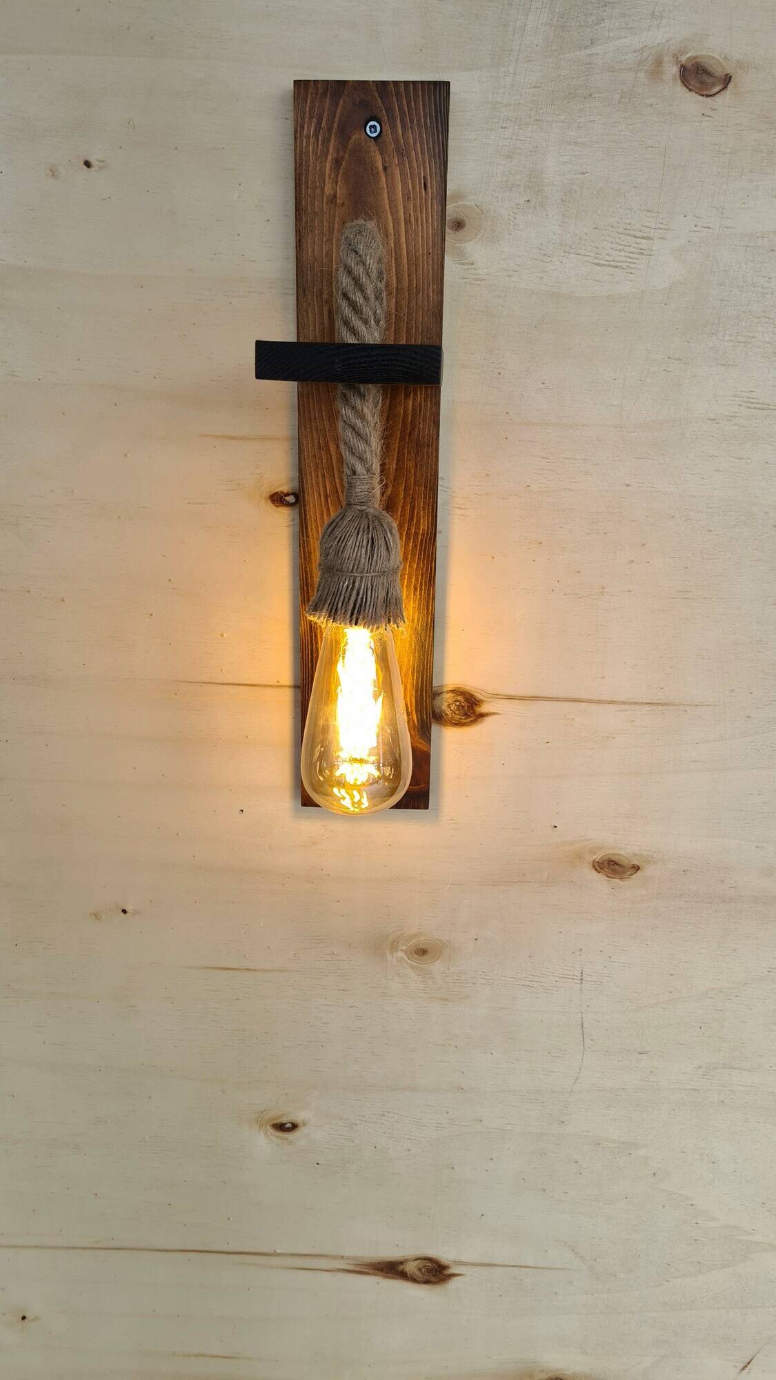 Opviq Wandleuchte Ahsap nussbaum Kiefer B/H/T/L: ca. 45x17x9x45 cm E27 1 Brennstellen