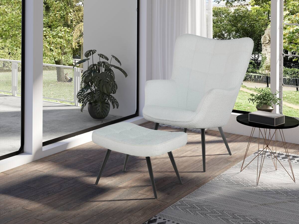 byLIVING Hocker UTA weiß Stoff B/H/T: ca. 72x97x80 cm byLIVING Hocker UTA weiß Stoff B/H/T: ca. 72x97x80 cm