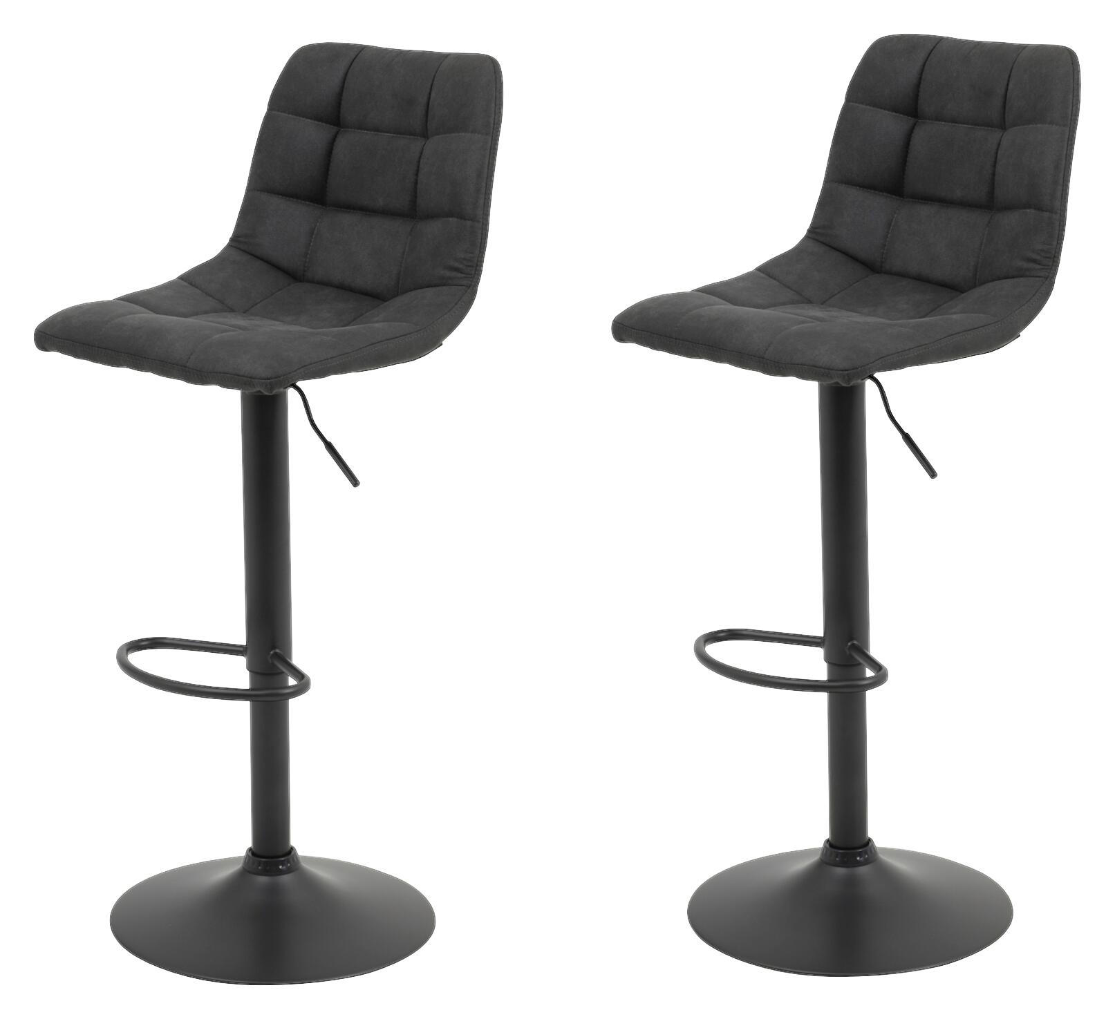 Barhocker Yvonne 2er Set anthrazit Vintage Microfaser B/H/T: ca. 43x113x44 cm