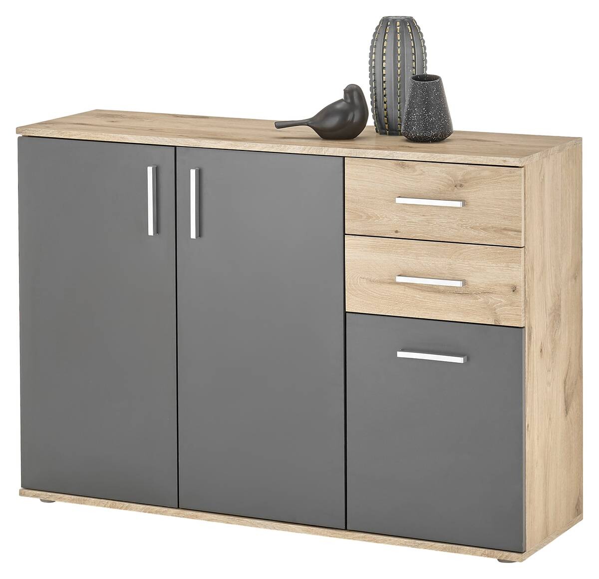 Kommode BC 1040 Eiche Viking Nachbildung dunkelgrau B/H/T: ca. 120x84x35 cm