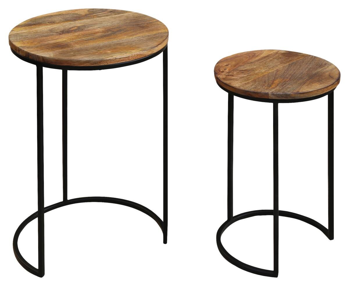 Beistelltisch JARON natur schwarz Echtholz Metall