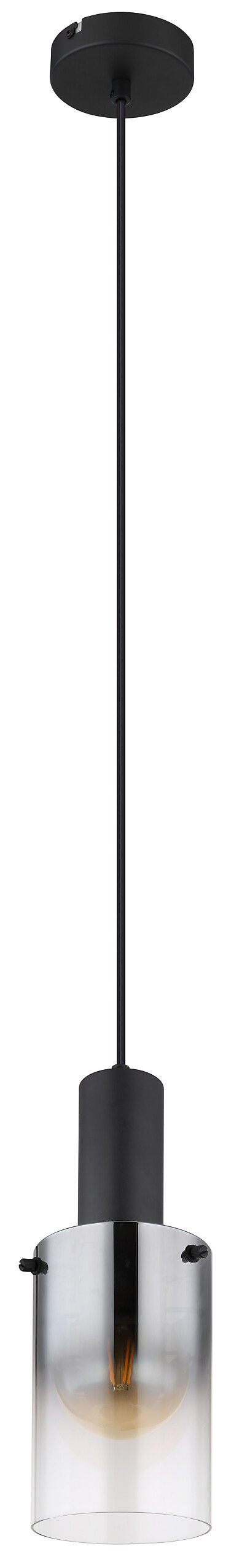 Pendelleuchte Florentina schwarz Glas Metall H/D: ca. 150x12,5 cm E27 1 Brennstellen