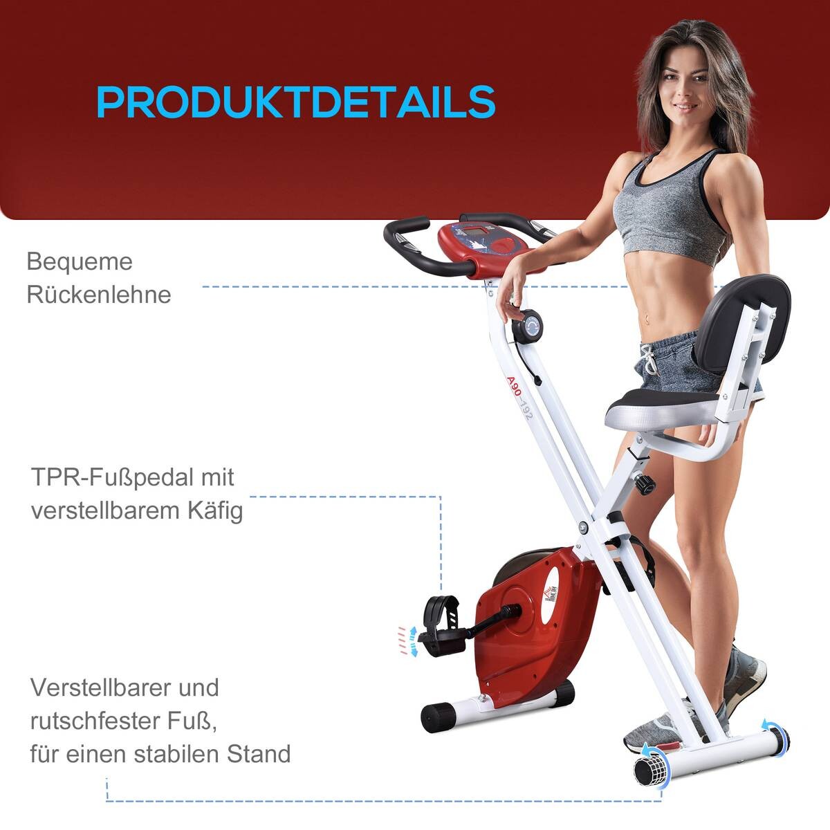 HOMCOM Fahrradtrainer rot Stahl H/L: ca. 109x97 cm