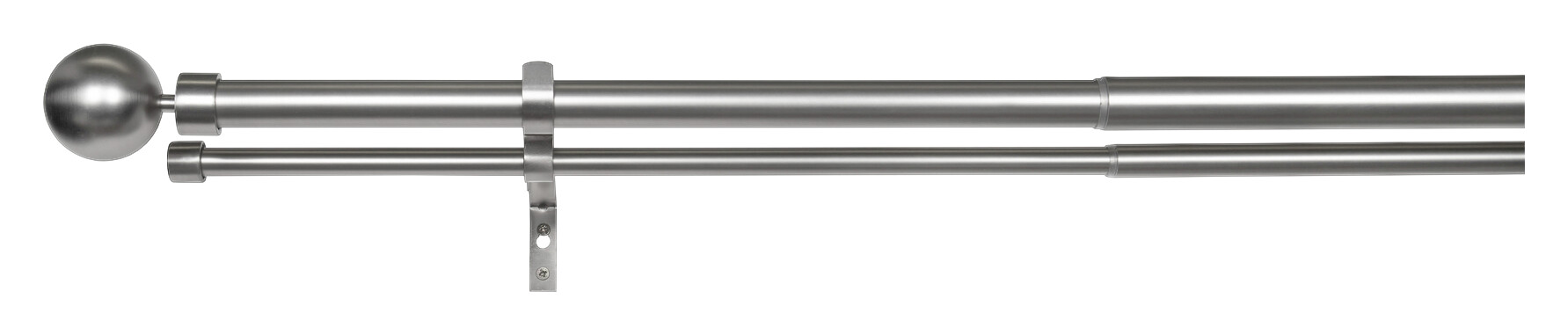 Gardinenstange Edelstahloptik Metall ausziehbar von ca. 190 bis 360 cm 2.0 Läufe
