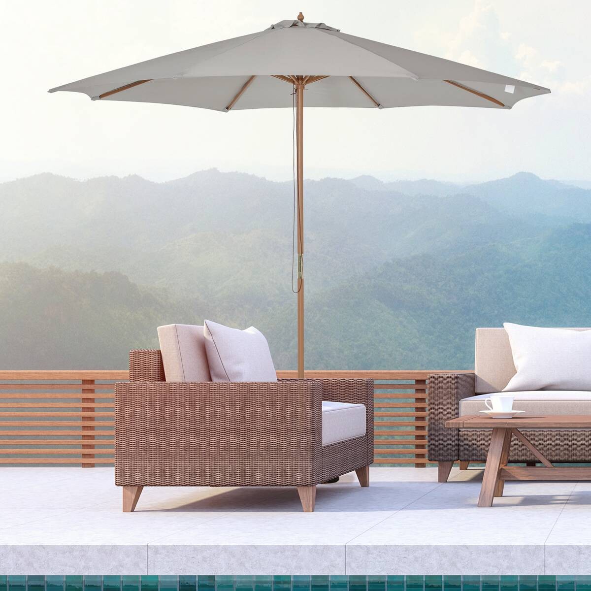 Outsunny Sonnenschirm grau Polyester H/D: ca. 250x300 cm