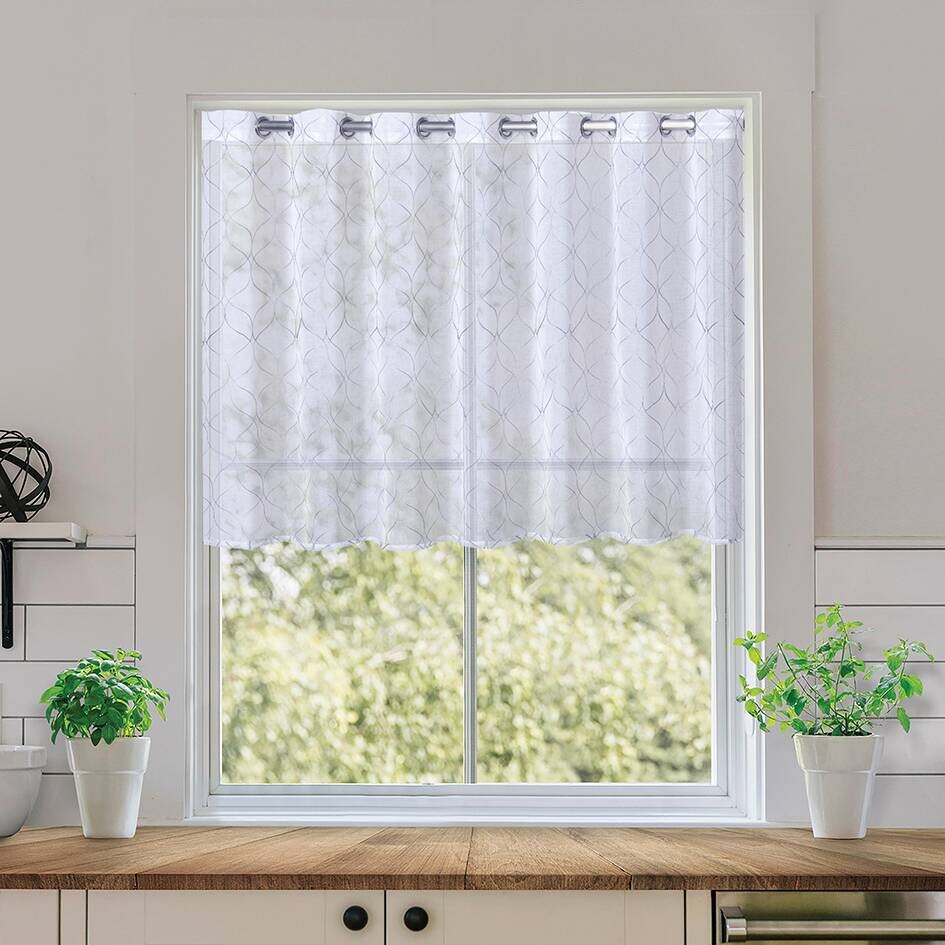 Scheibengardine Teneriffa weiß B/L: ca. 150x75 cm