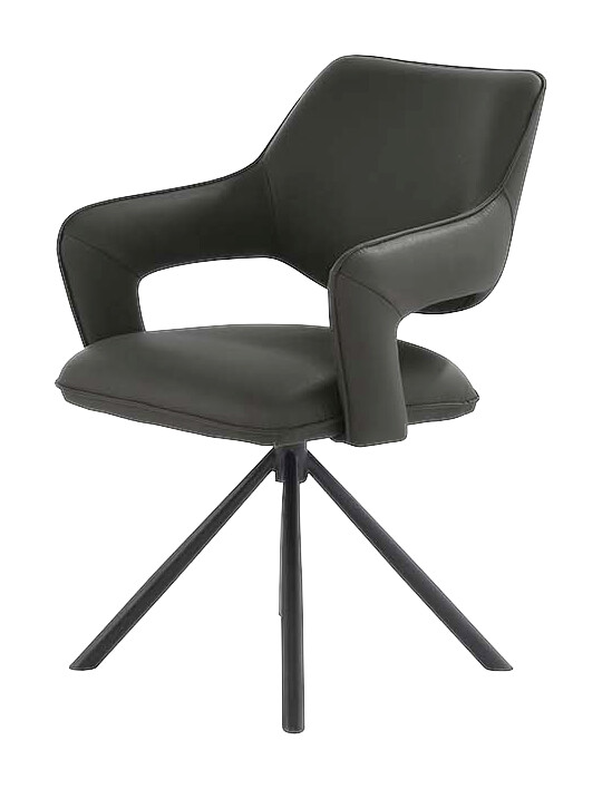 Armlehnstuhl  schwarz Microfaser Metall