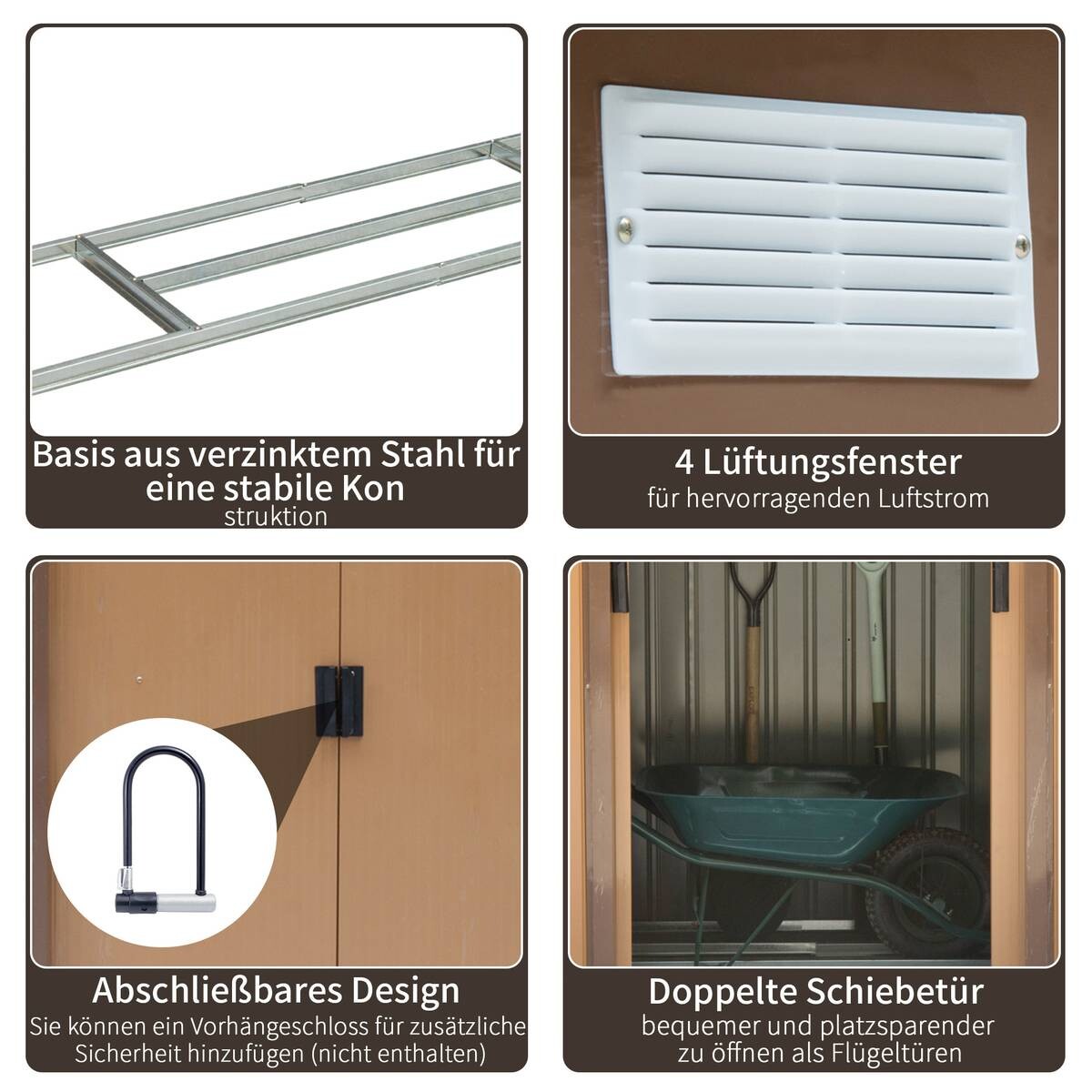 Outsunny Gartenhaus braun B/H/L: ca. 130x185x213 cm