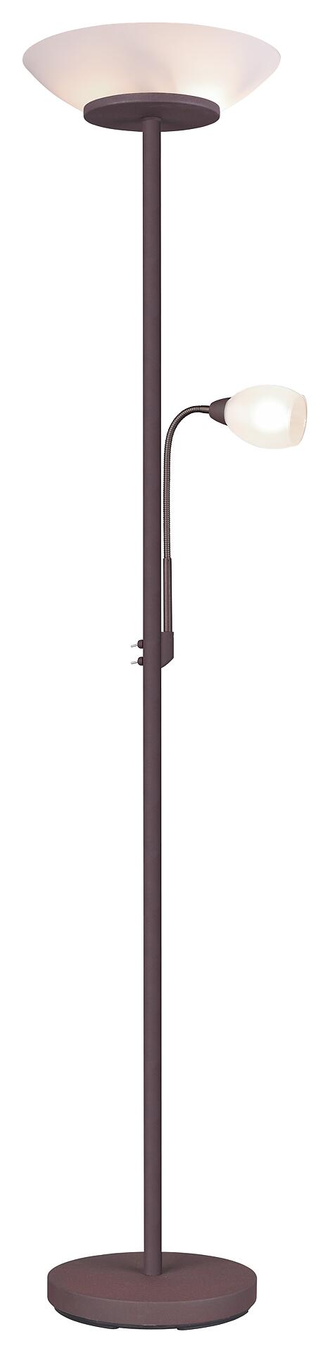 Reality Deckenfluter Gerry rost weiß Metall Glas H/D: ca. 180x34 cm E27 2 Brennstellen