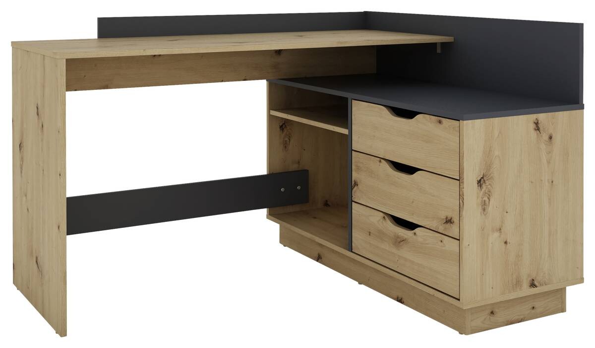 Winkelschreibtisch BELFAST anthrazit Eiche Nachbildung B/H/T: ca. 129x83,5x105 cm