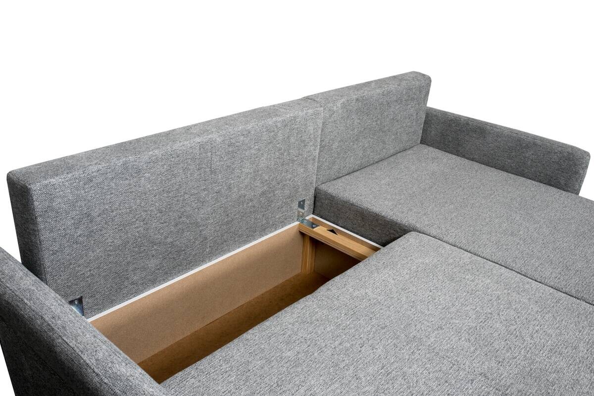 Ecksofa mit Bettfunktion und Bettkasten grau Webstoff B/H/T: ca. 218x90x168 cm