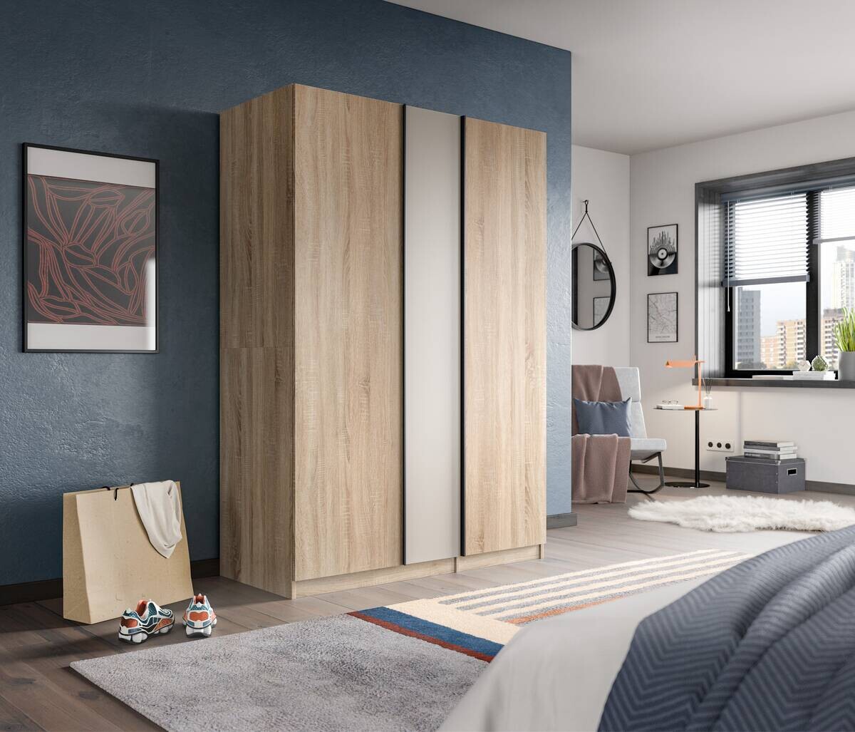 Kleiderschrank OAKLAND Eiche Sonoma Nachbildung Cashmere B/H/T: ca. 130x183x53 cm