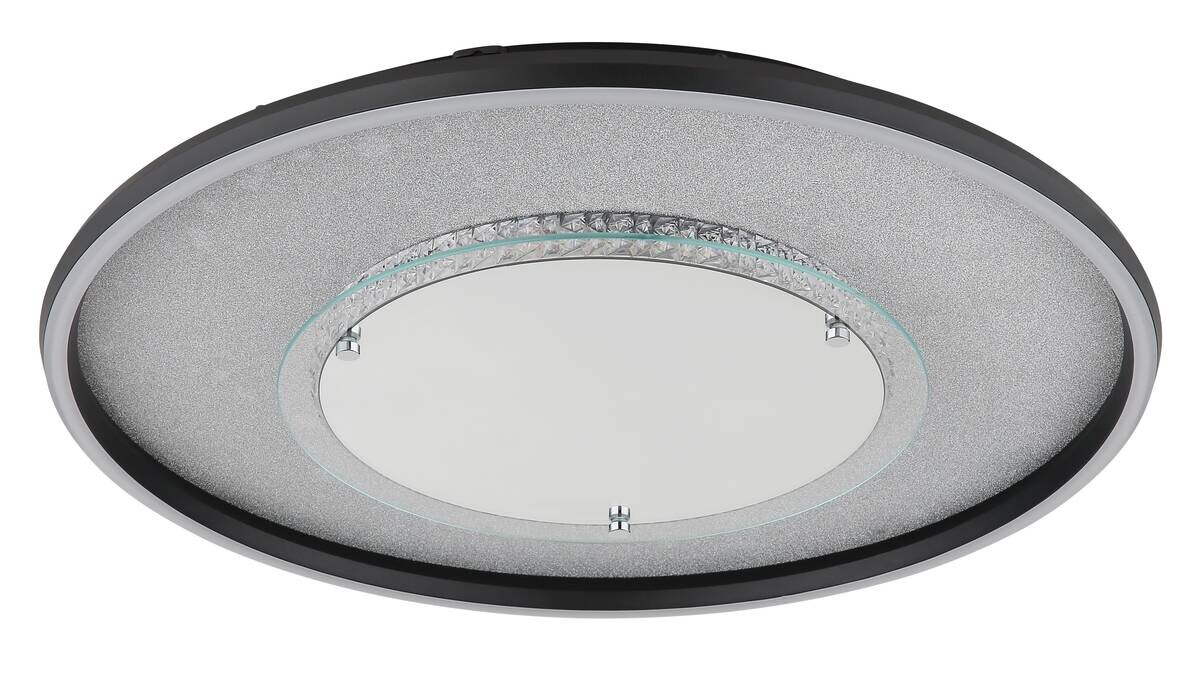 GLOBO Deckenleuchte schwarz silber klar Glas Aluminium Kunststoff H/D: ca. 6,8x51,5 cm 1 Brennstellen