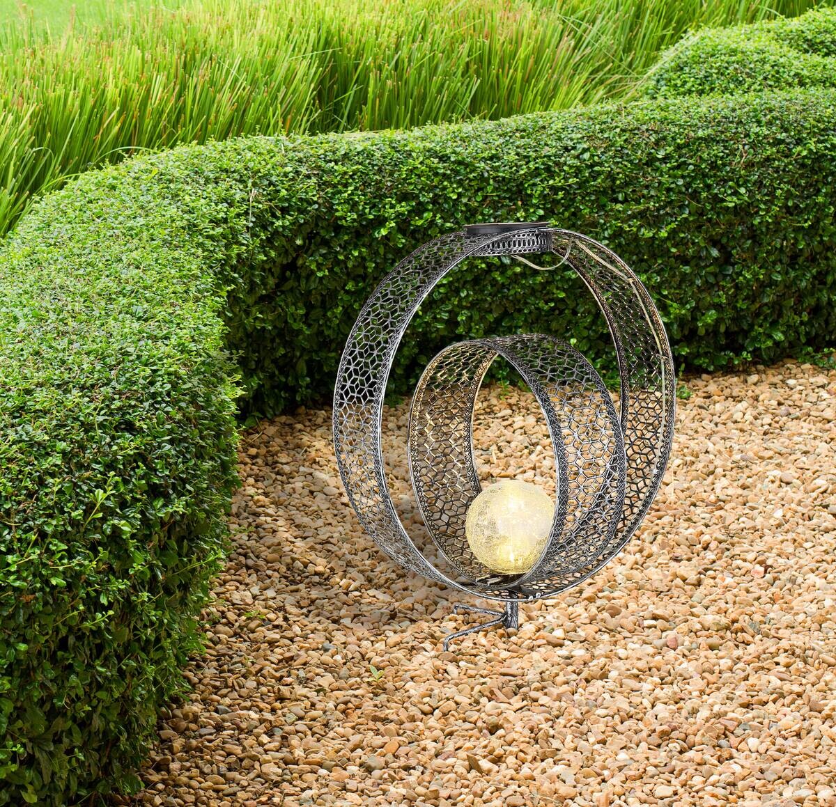 LED-Solarleuchte silber Metall B/H/T: ca. 20x42x30 cm