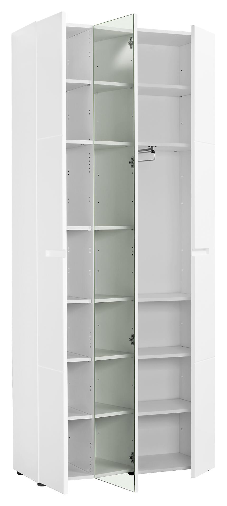 Mehrzweckschrank Mailand 23 weiß weiß Hochglanz B/H/T: ca. 86x202x35 cm