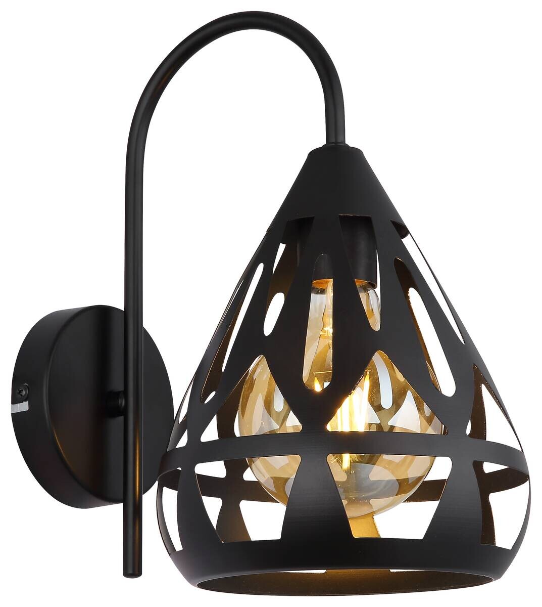 GLOBO Wandleuchte schwarz Metall B/H/T: ca. 17x29x25 cm E27 1 Brennstellen