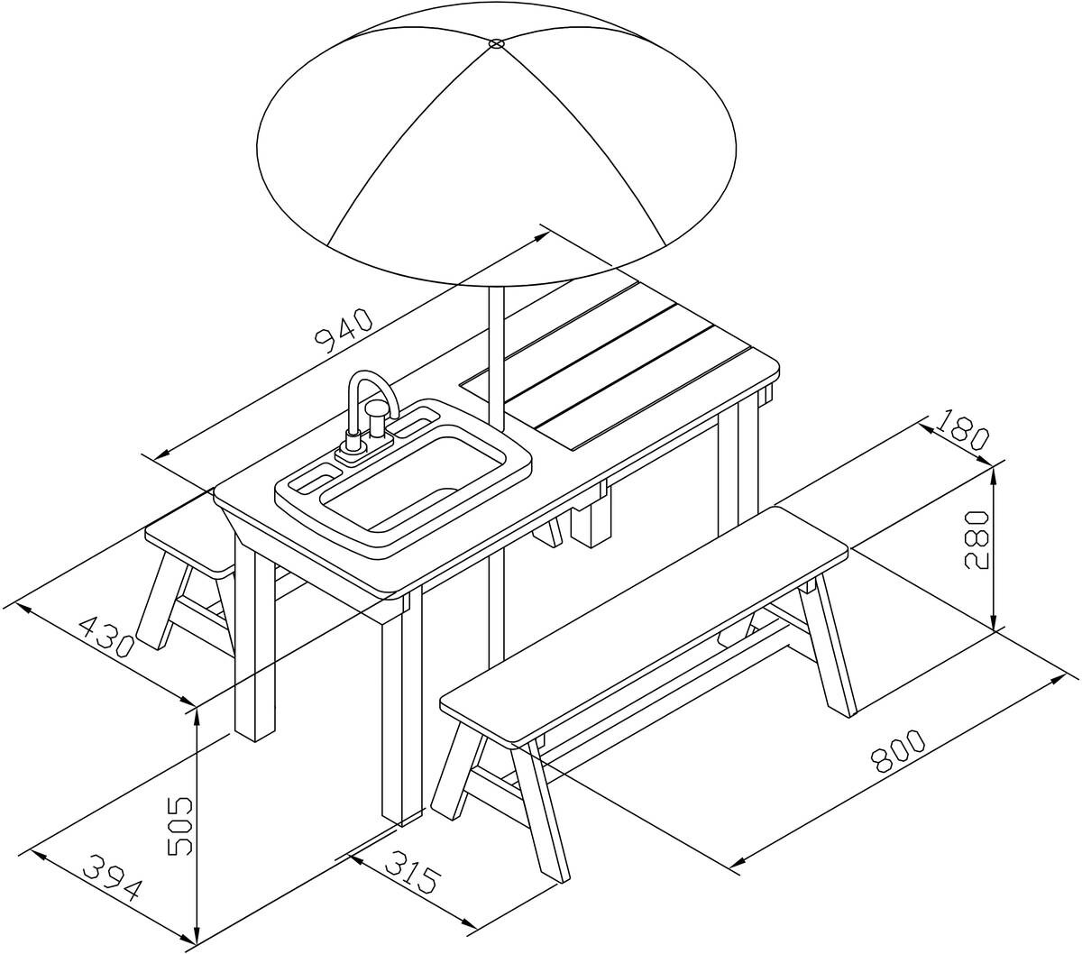 AXI Kinder-Picknicktisch Dennis braun B/H/L: ca. 97x50x97 cm
