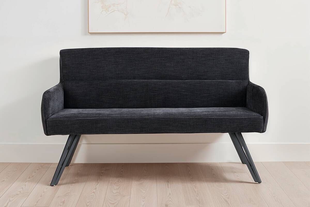 Sitzbank TINO schwarz Metall Microfaser B/H/T: ca. 140x94x67 cm