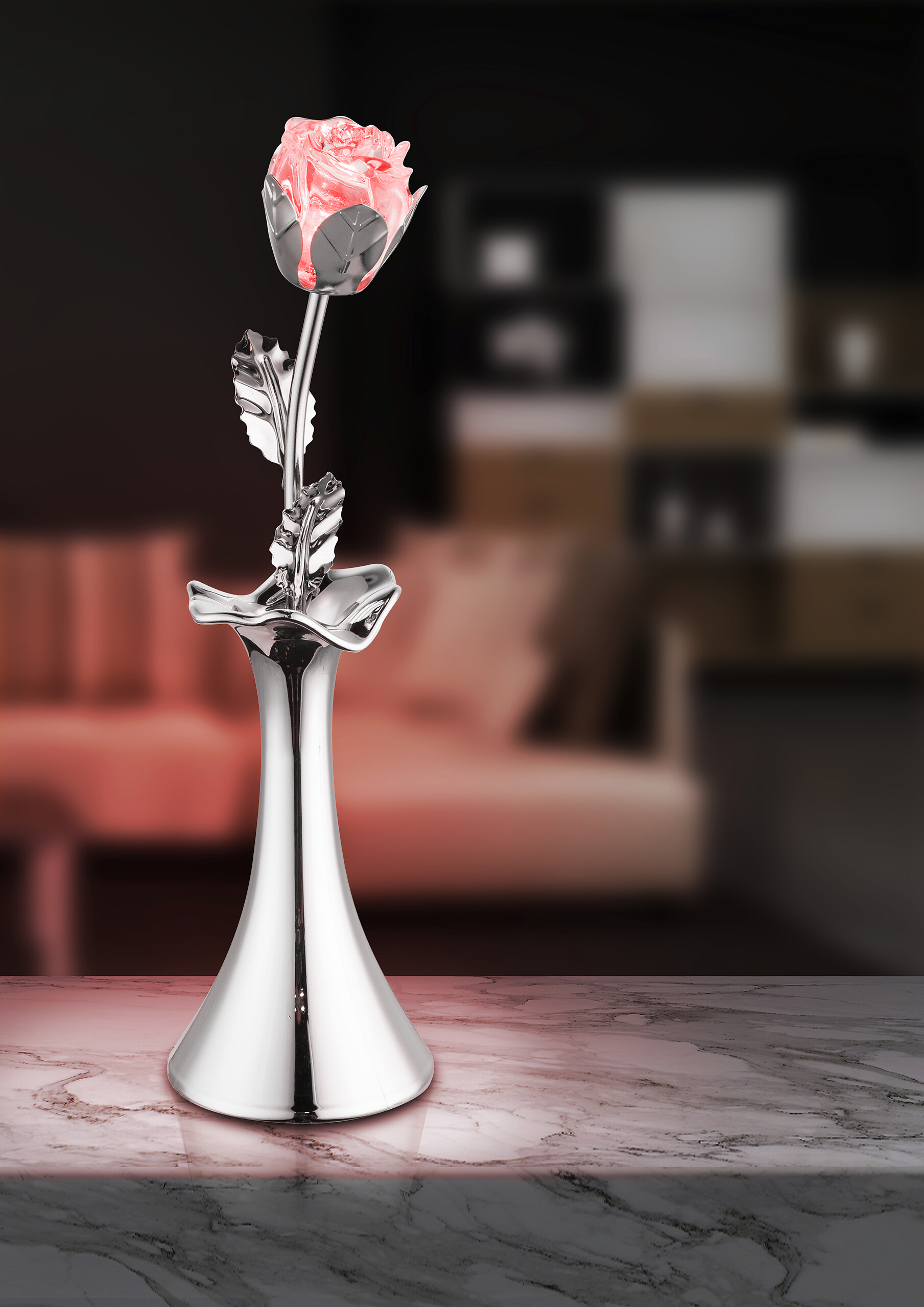 GLOBO Tischleuchte Rosi Chrom klar Metall Acryl H/D: ca. 29x8 cm