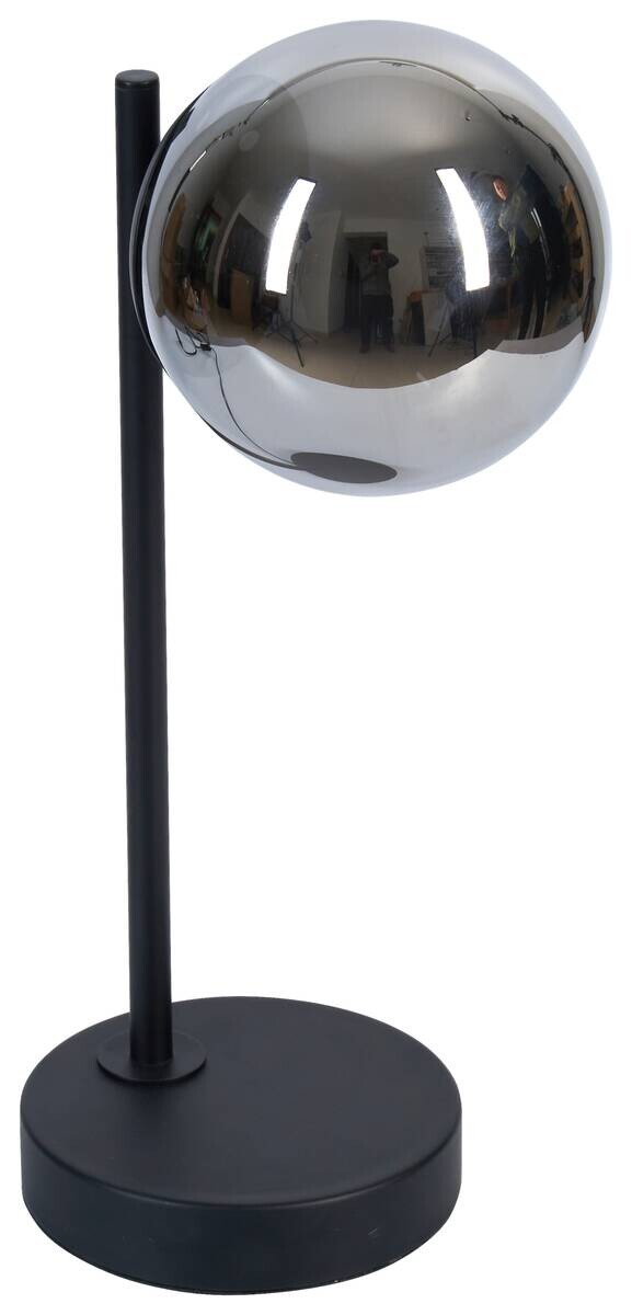 POCOline Tischleuchte Zeri schwarz Metall Glas B/H: ca. 12x32 cm E27 1 Brennstellen