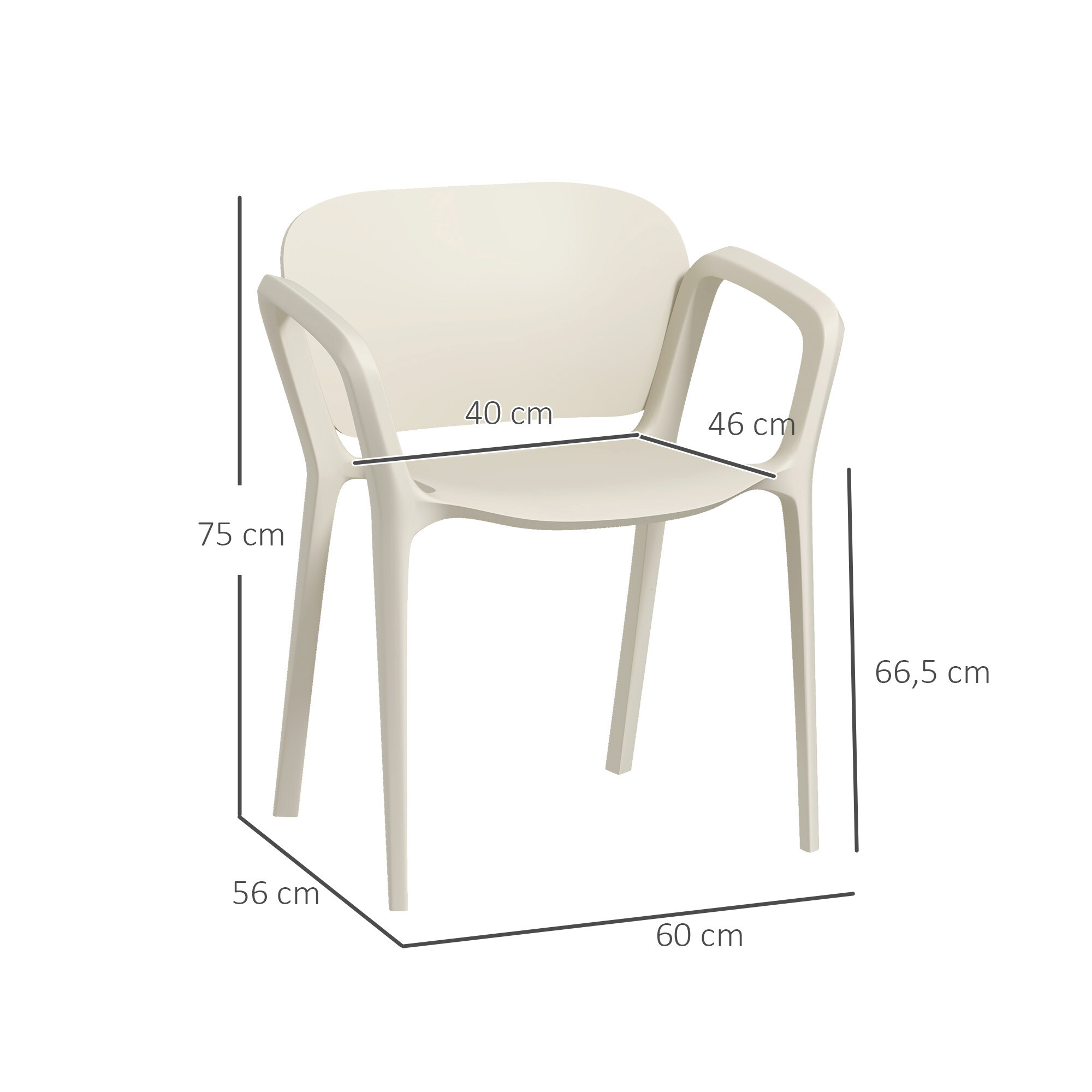 Outsunny Balkonstühle weiß Kunststoff B/H/L: ca. 56x75x60 cm