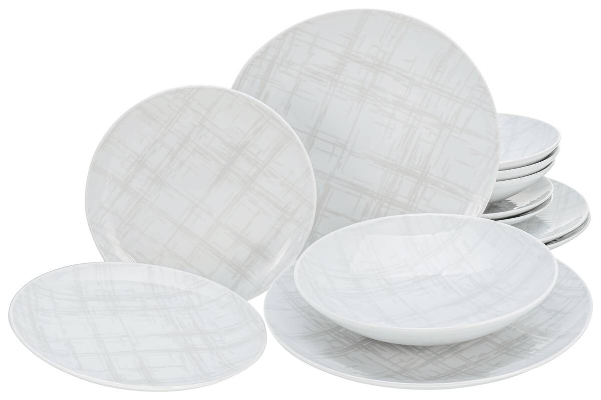CreaTable Tafelservice Home Shabby Chic weiß Porzellan 12 tlg.