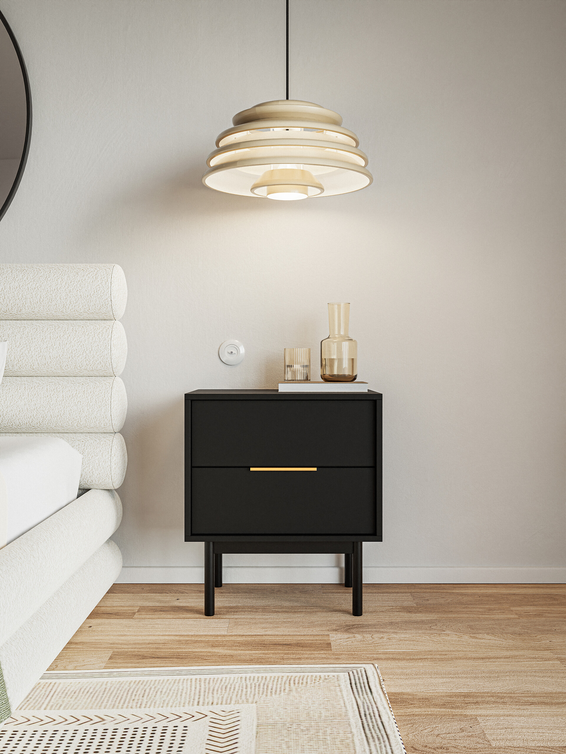 Nachtkonsole VIVA schwarz B/H/T: ca. 54x63x39 cm