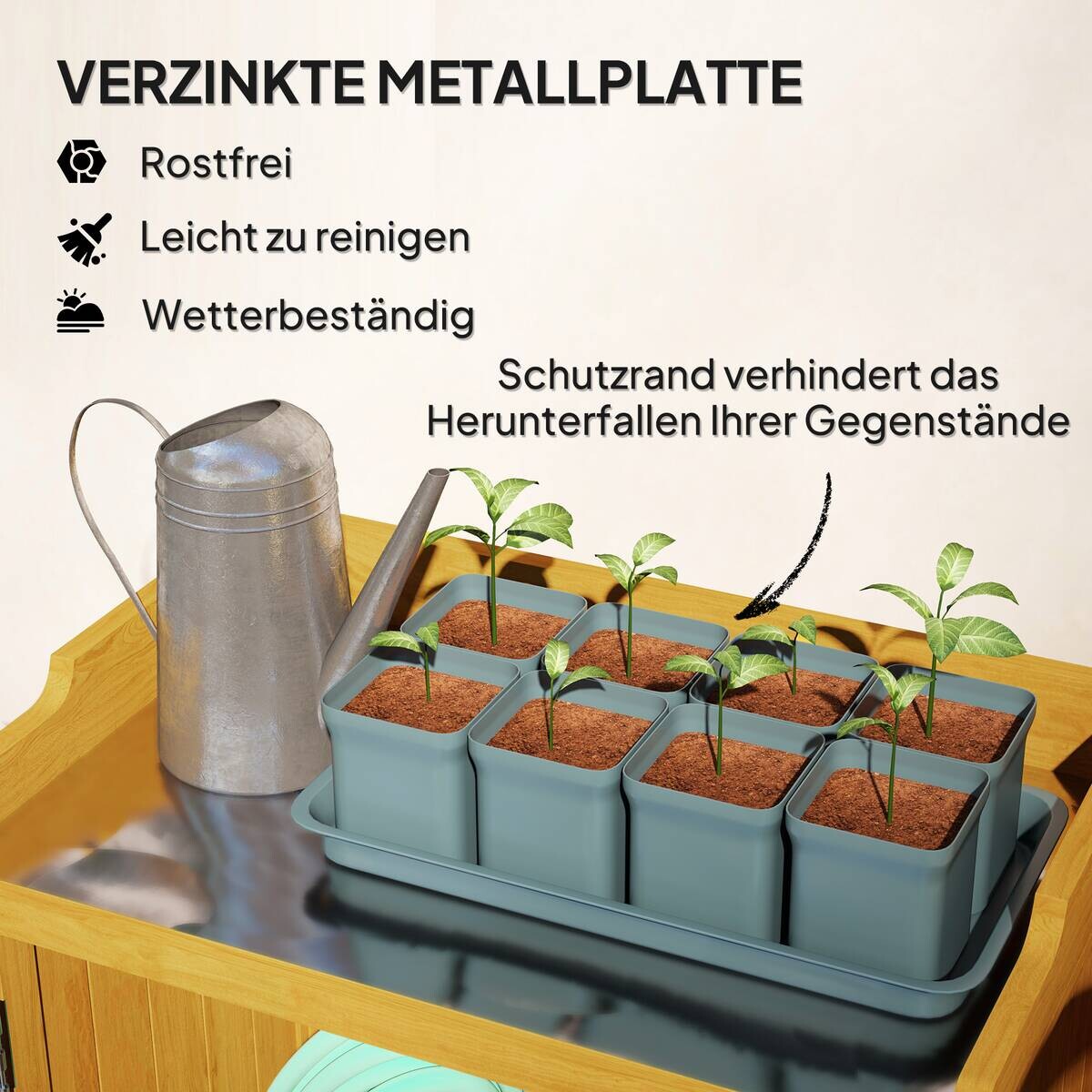 Outsunny Gartenschrank gelb Metall B/H/L: ca. 40x98,5x65,5 cm