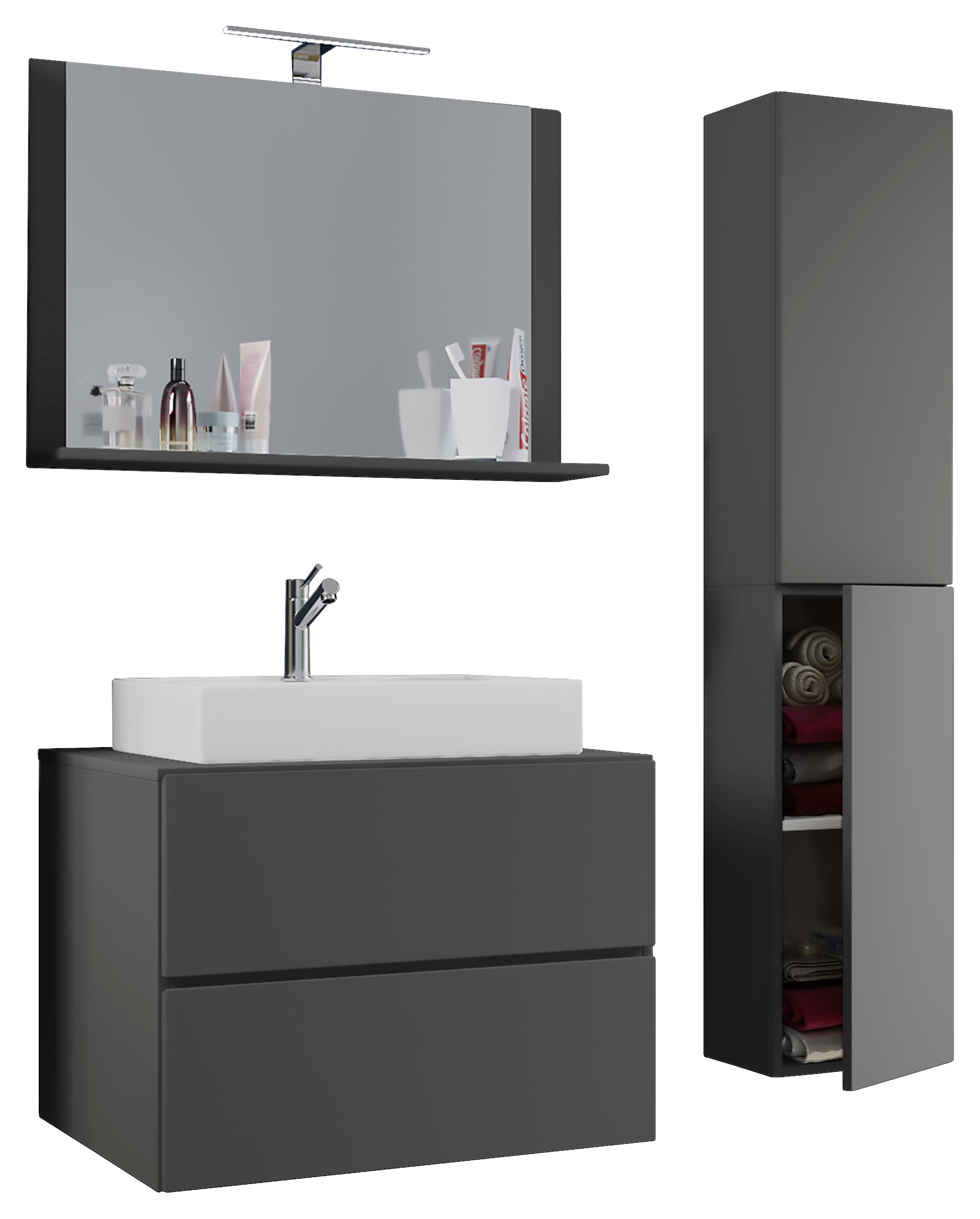 Waschplatz 4tlg-Lendas anthrazit weiß B/H/T: ca. 80x52x52 cm