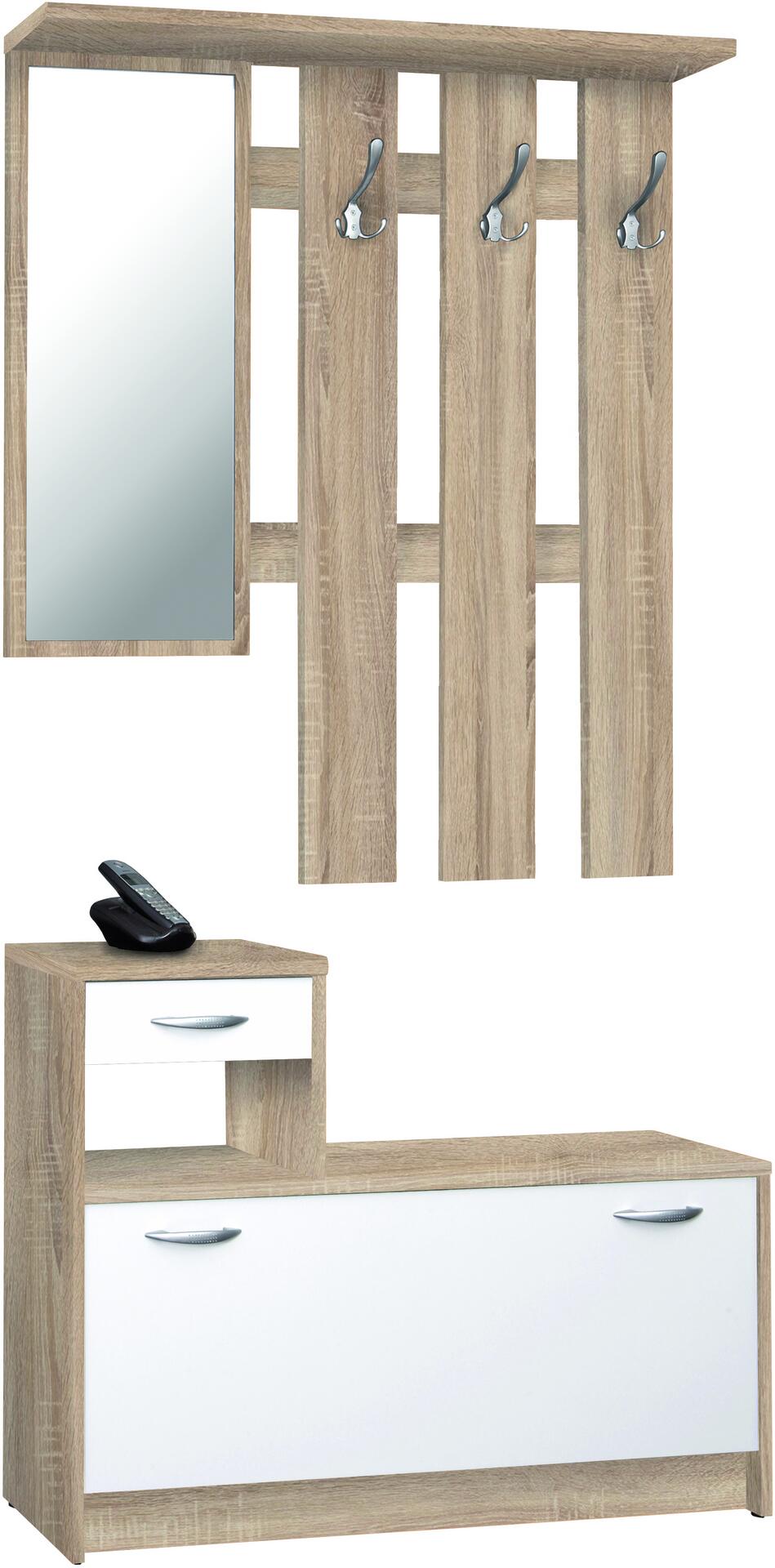 Garderobe Rudolf Eiche Sonoma Nachbildung weiß B/H/T: ca. 100x180x25 cm