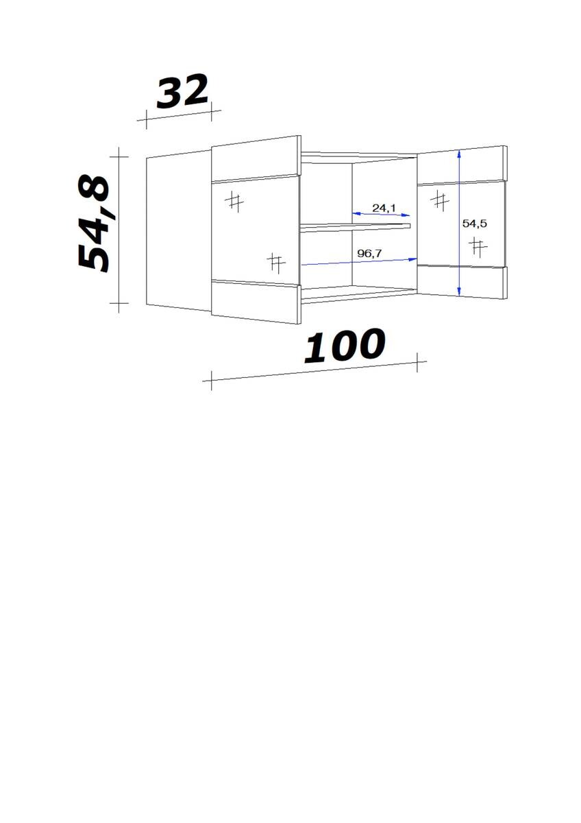 Hängeschrank Elva anthrazit strukturiert B/H/T: ca. 100x54,8x32 cm